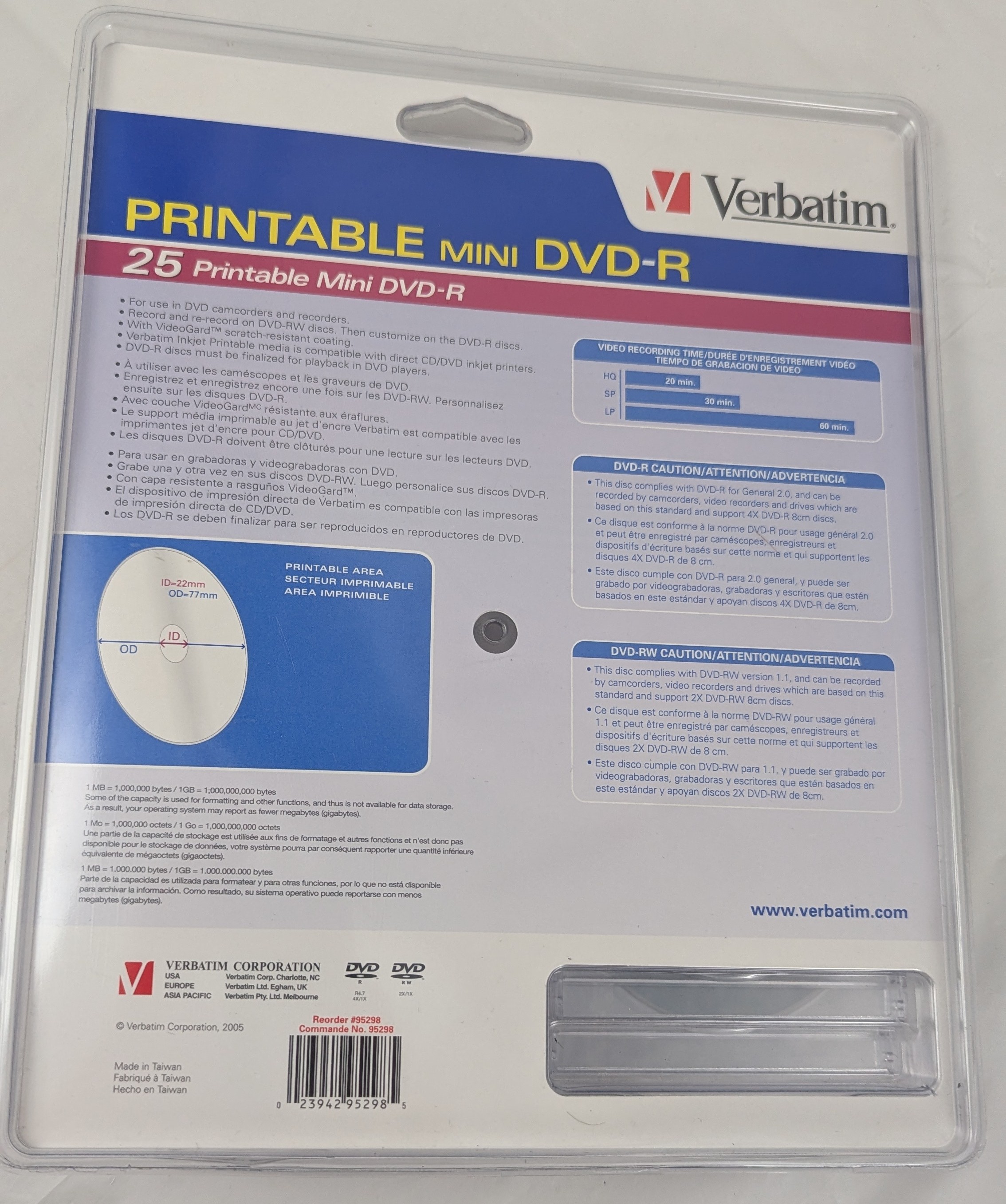 VERBATIM Mini 8cm DVD-R  x25 DVD-RW x3 Discs for Camcorder - photo 2