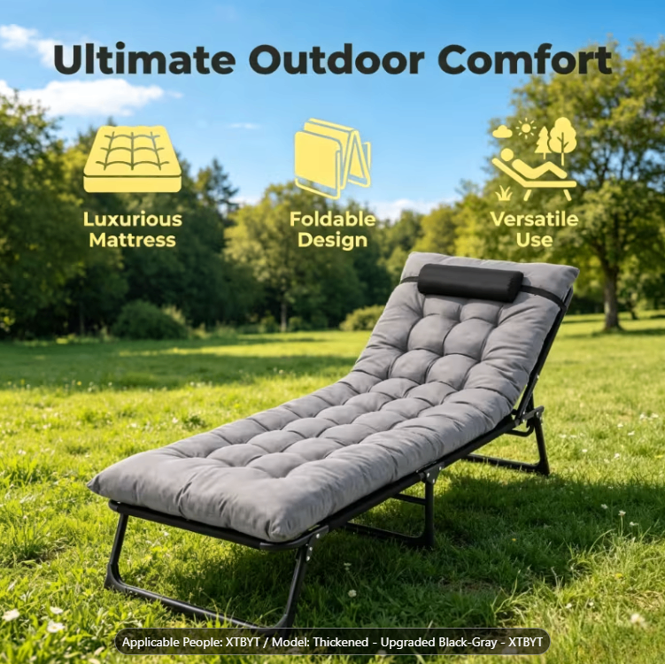 Grey Foldable Outdoor Lounge Chair / Camping Bed - Two sets