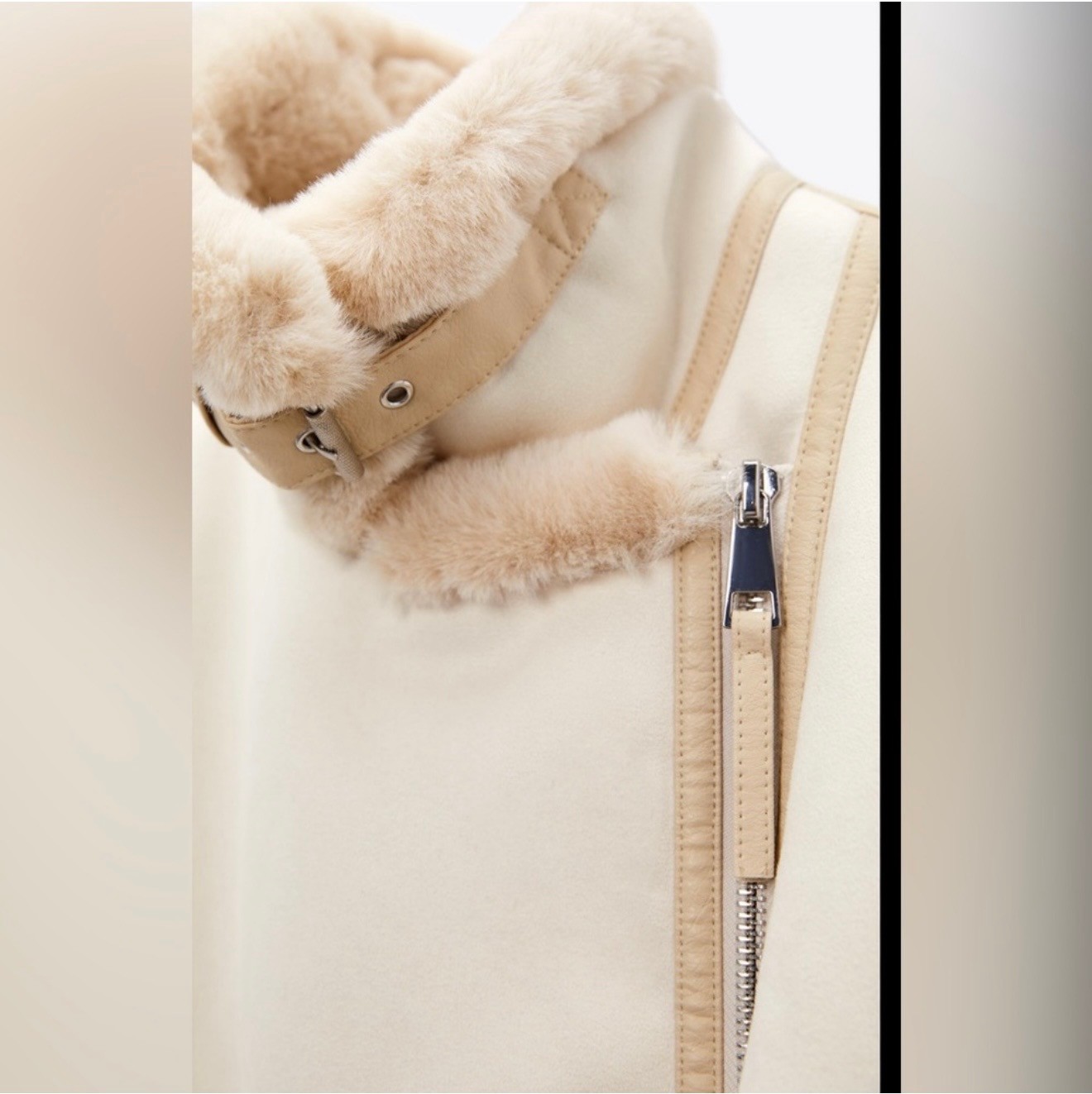 Zara Faux Suede Double Faced Aviator Jacket - M - photo 4