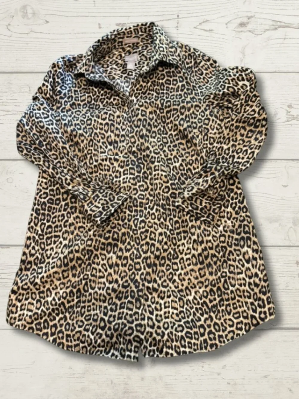 Chico’s Leopard Print Wrinkle Resistant Cotton Button-Up Blouse - photo 2