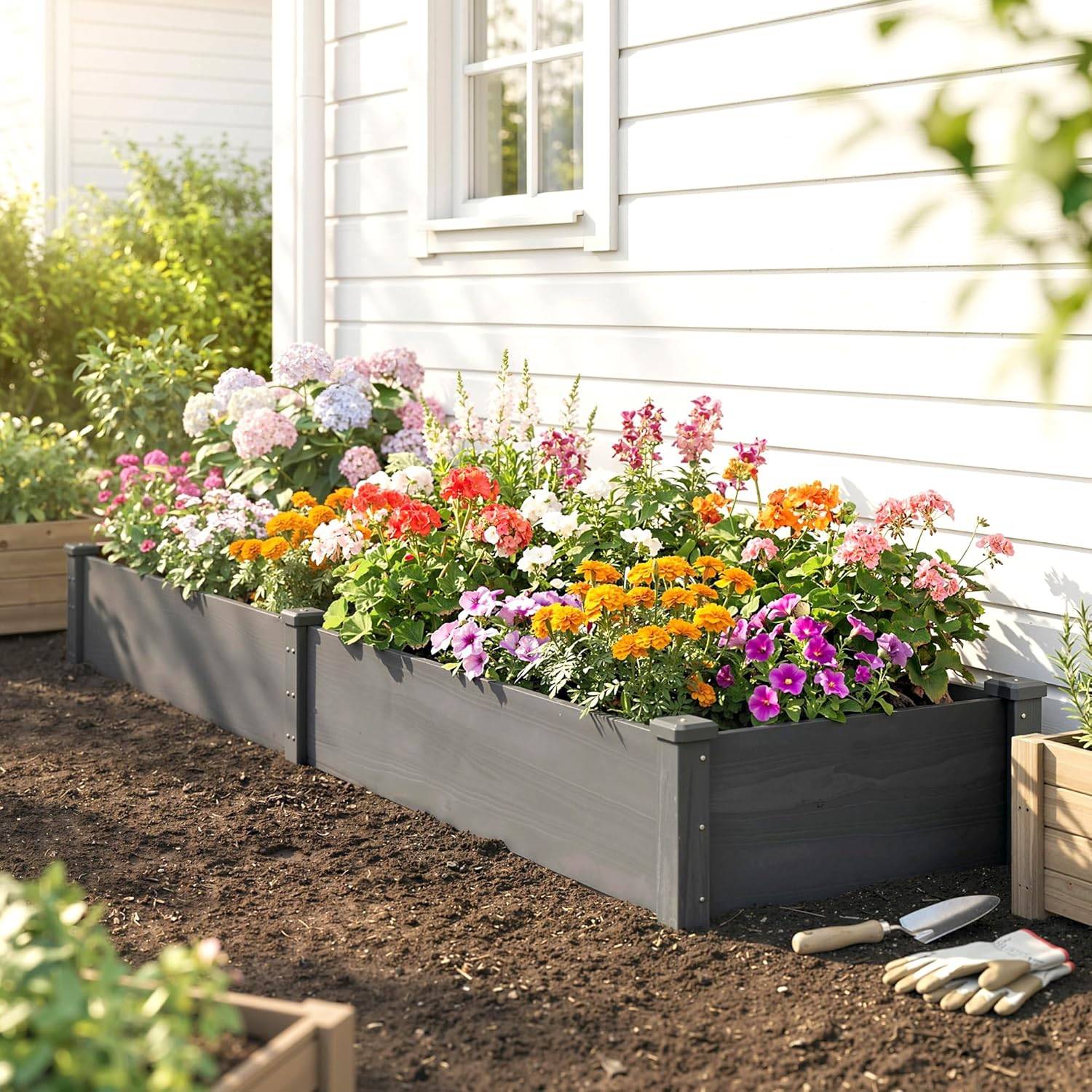 Outsunny Wooden Raised Garden Bed – Grey - photo 2