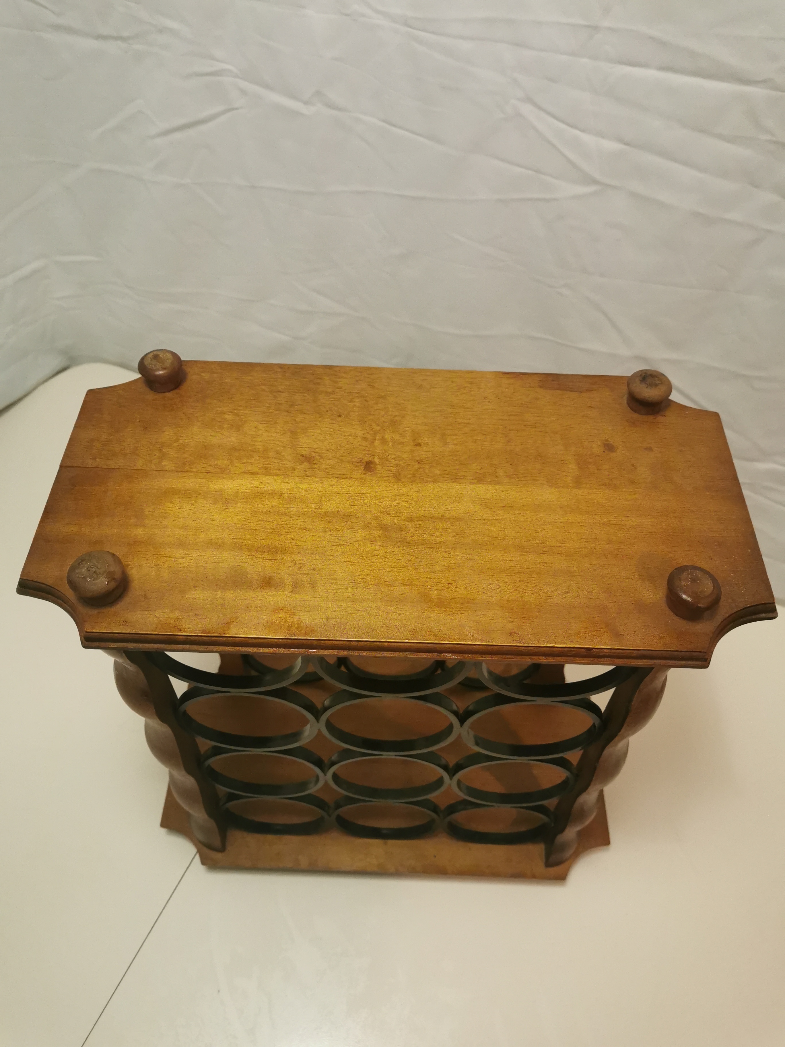 1970s 12-Bottle Countertop Wooden Wine Rack Free Standing - photo 5