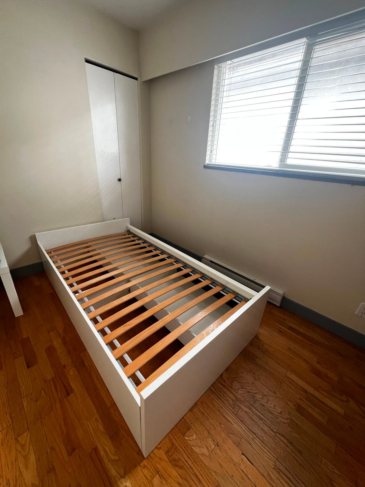 White Twin Bed Frame with Slatted Base - photo 2