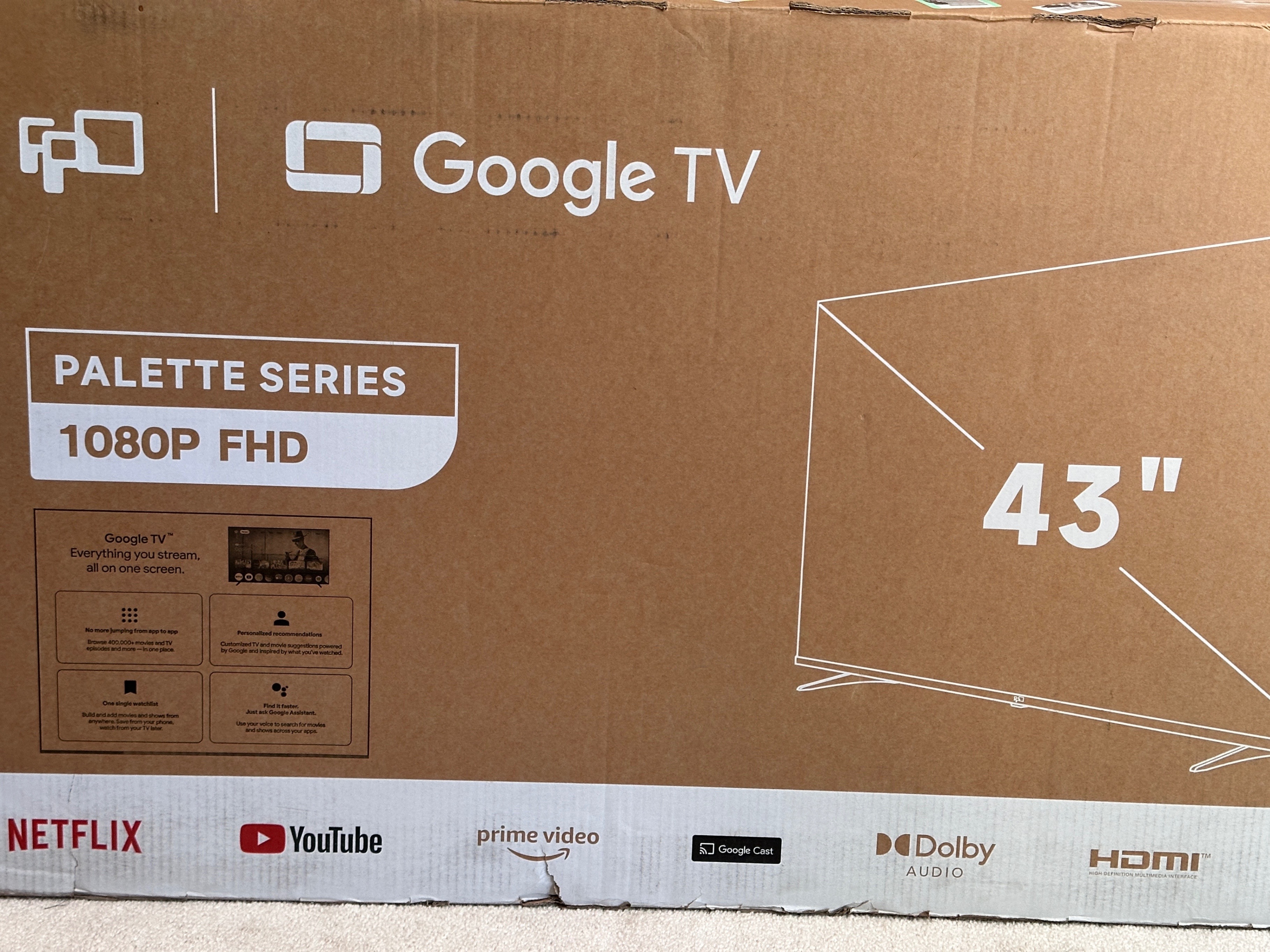 NEW: 43" Smart Google TV & Cast Dolby HDR10 Voice Remote - photo 2