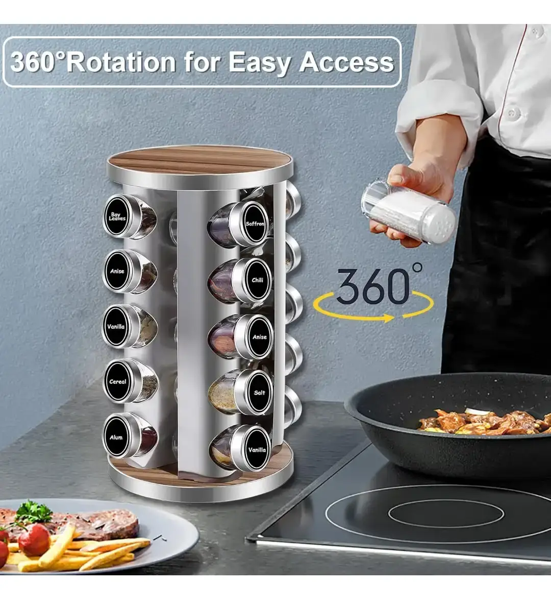 PUPPYCUTE Rotating Spice Rack Organizer with 20 Jars - photo 4
