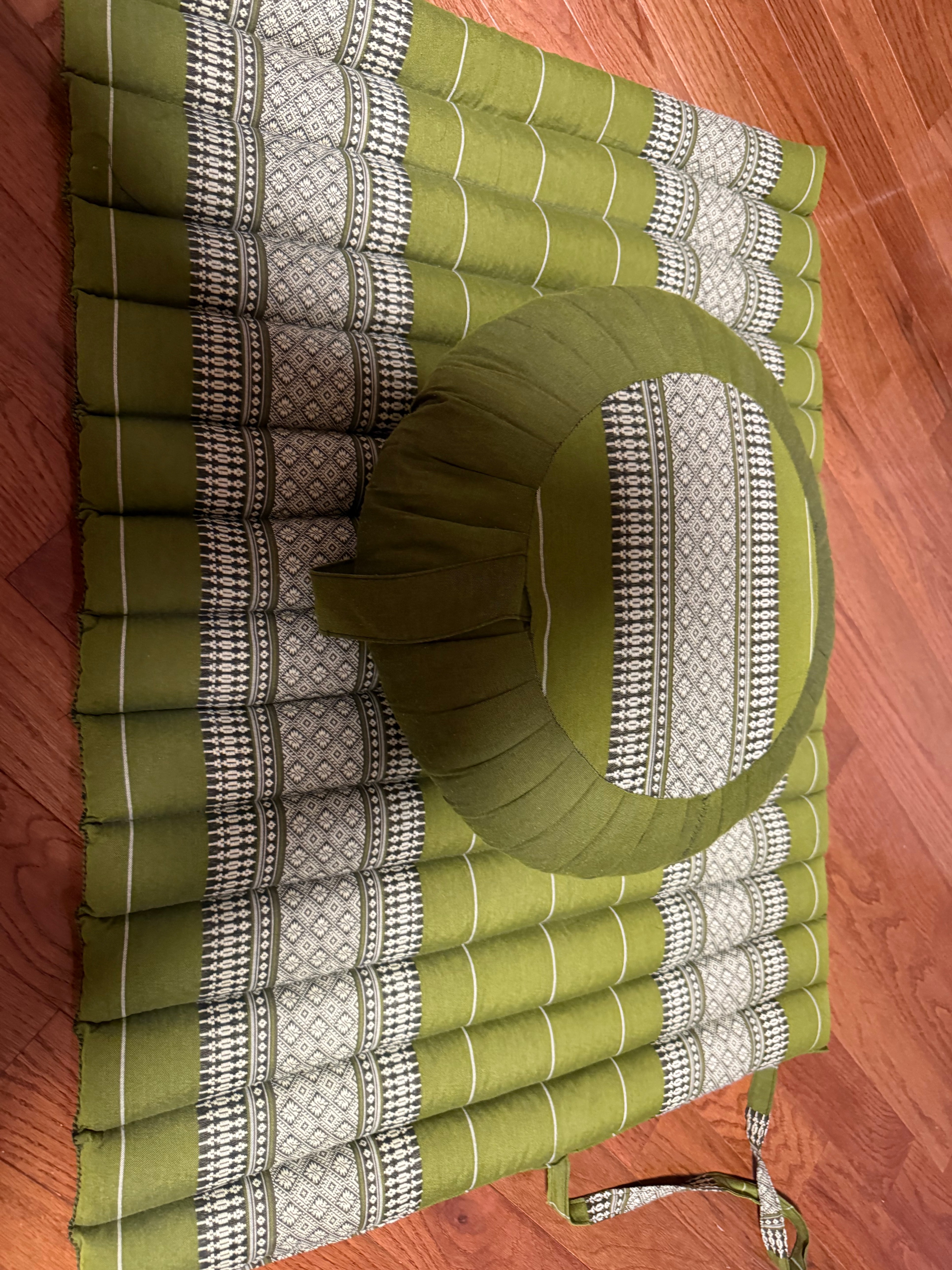 Traditional Thai Massage Mat and Meditation Cushion Set Green - photo 2