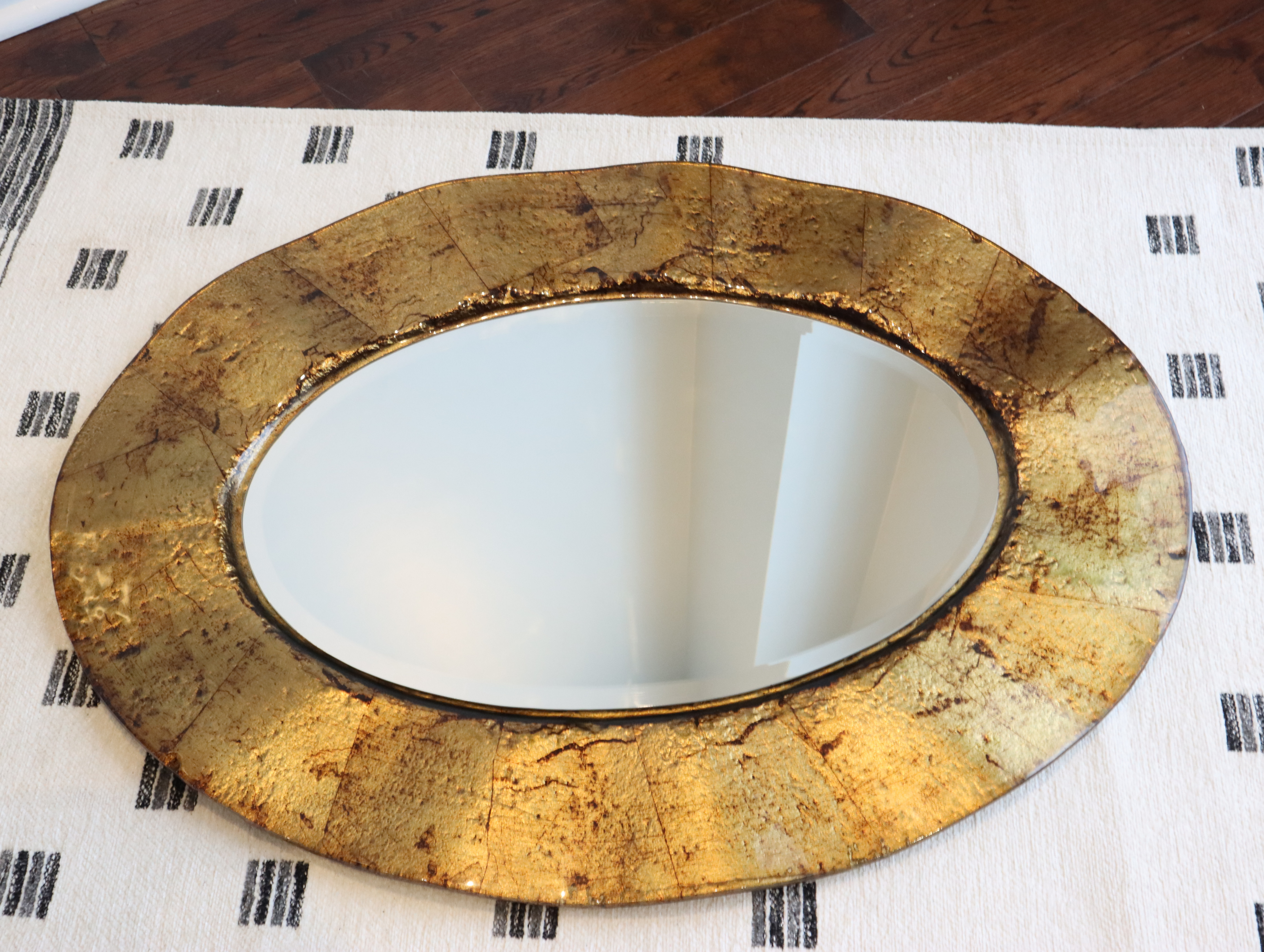 Gold/Brown Glass Frame Oval Mirror - photo 4