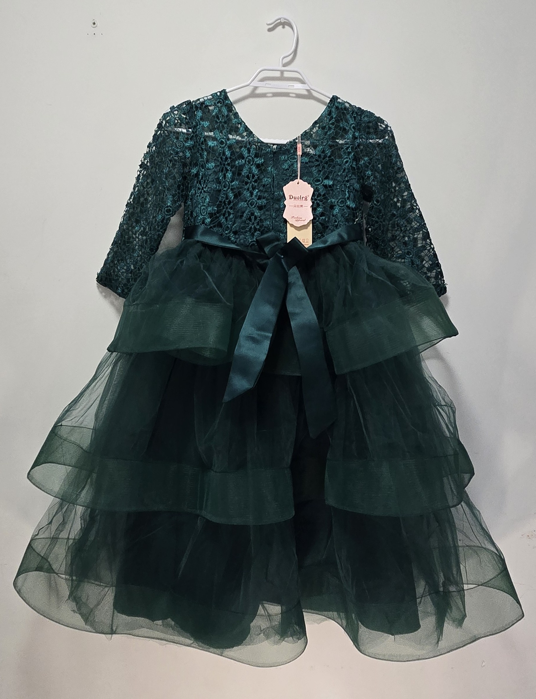 Duolra Girls' Emerald Green Lace Dress : XH1016 - photo 4