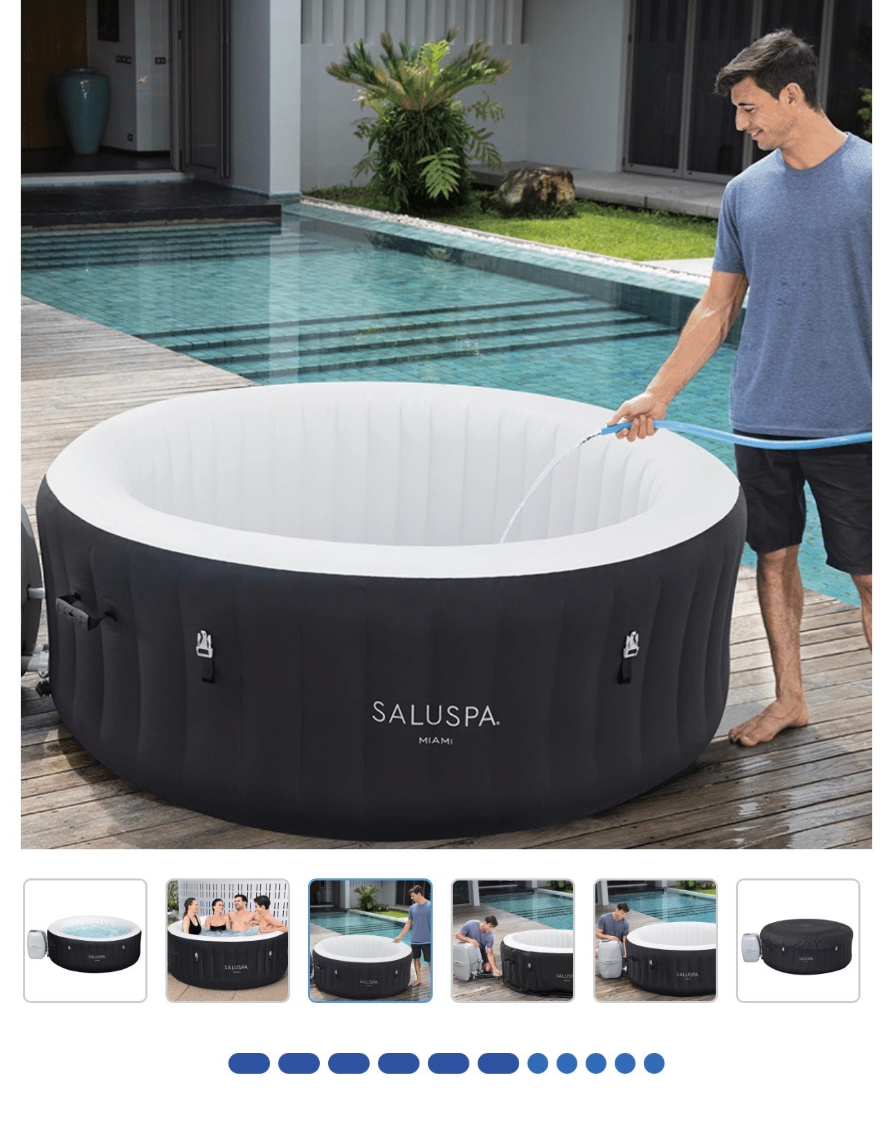 SEALED:Saluspa Miami Airjet  2-4Person Inflatable Spa Tub 71"x26 - photo 5