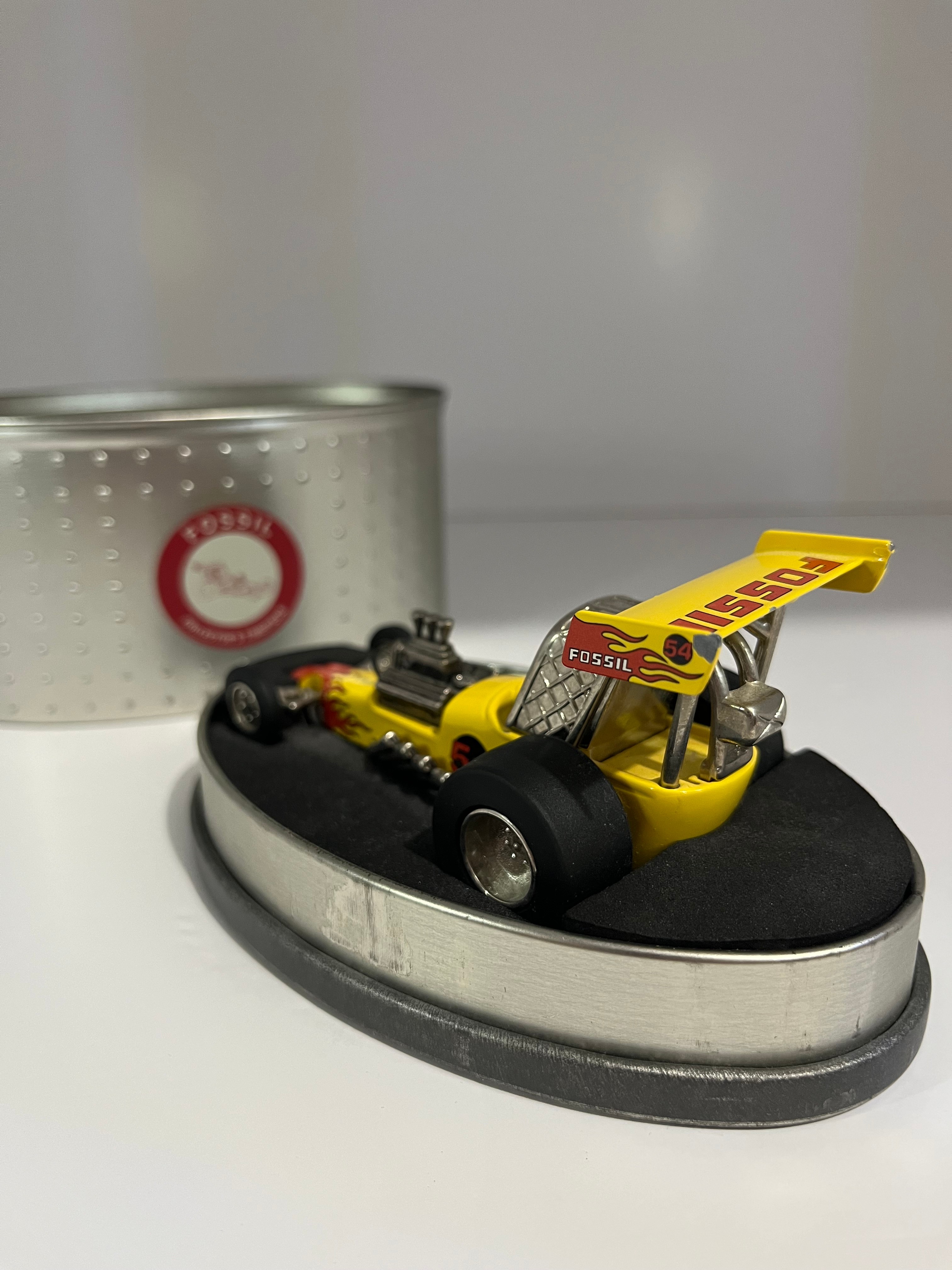 Fossil Hot Rod Race Car Desk Clock with Tin Display Case - photo 4