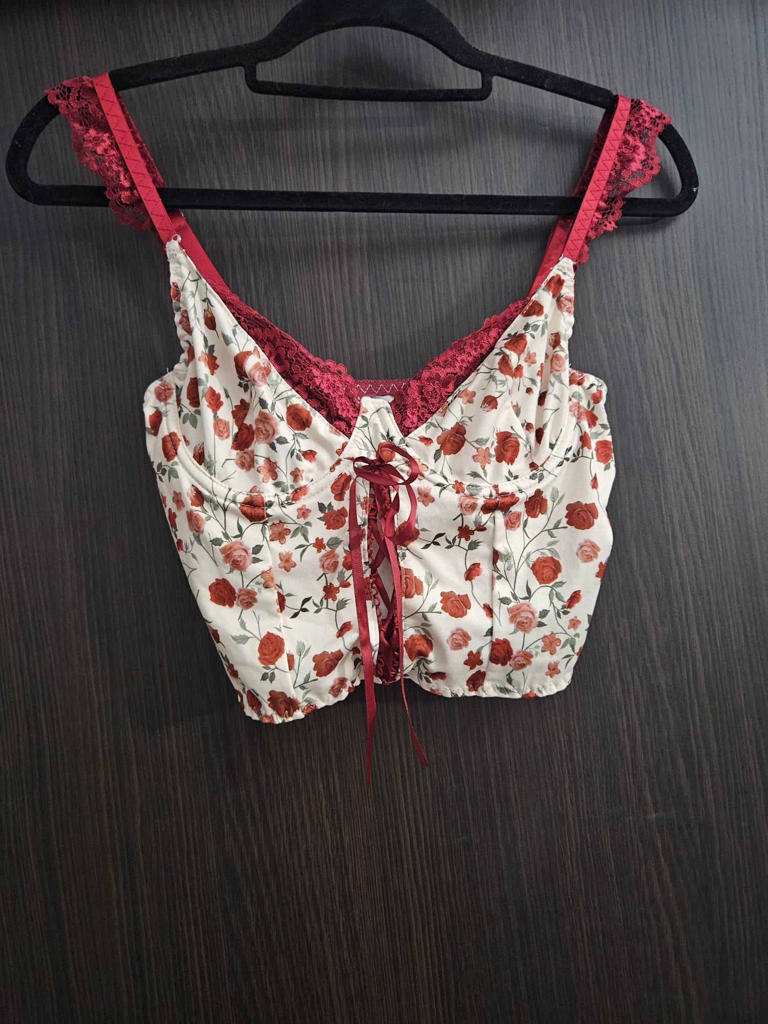 Floral Lace Corset Bustier Cami Crop Top