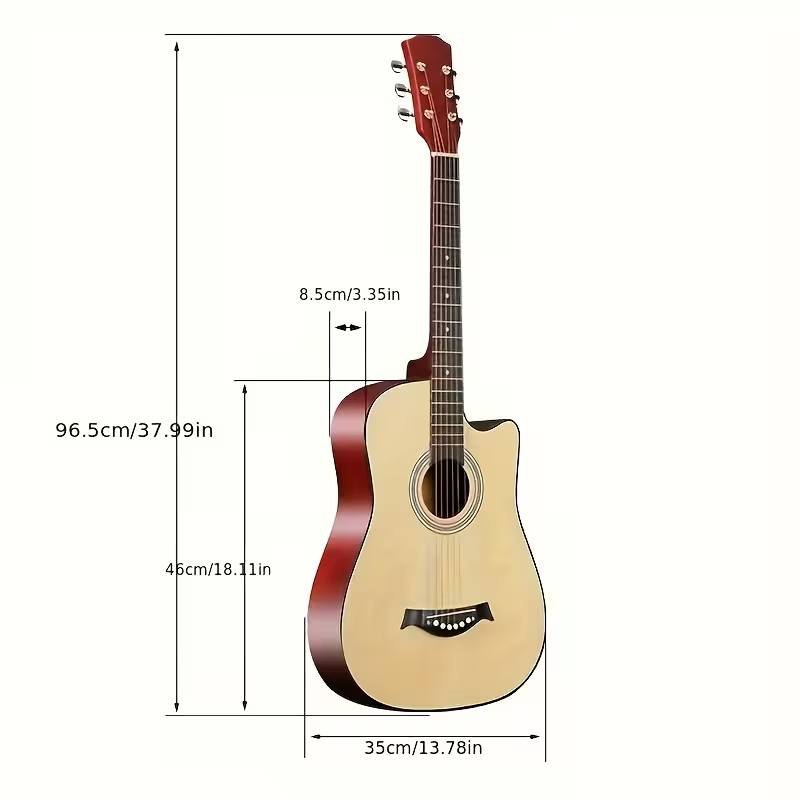 38-Inch Cutaway Acoustic Guitar – Natural Wood Beginner Guitar - photo 4