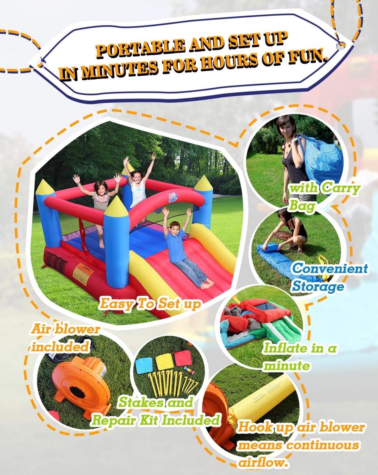 Bouncy Castle 12x9ft Air Blower Durable Sewn Extra Thick Quality - photo 4