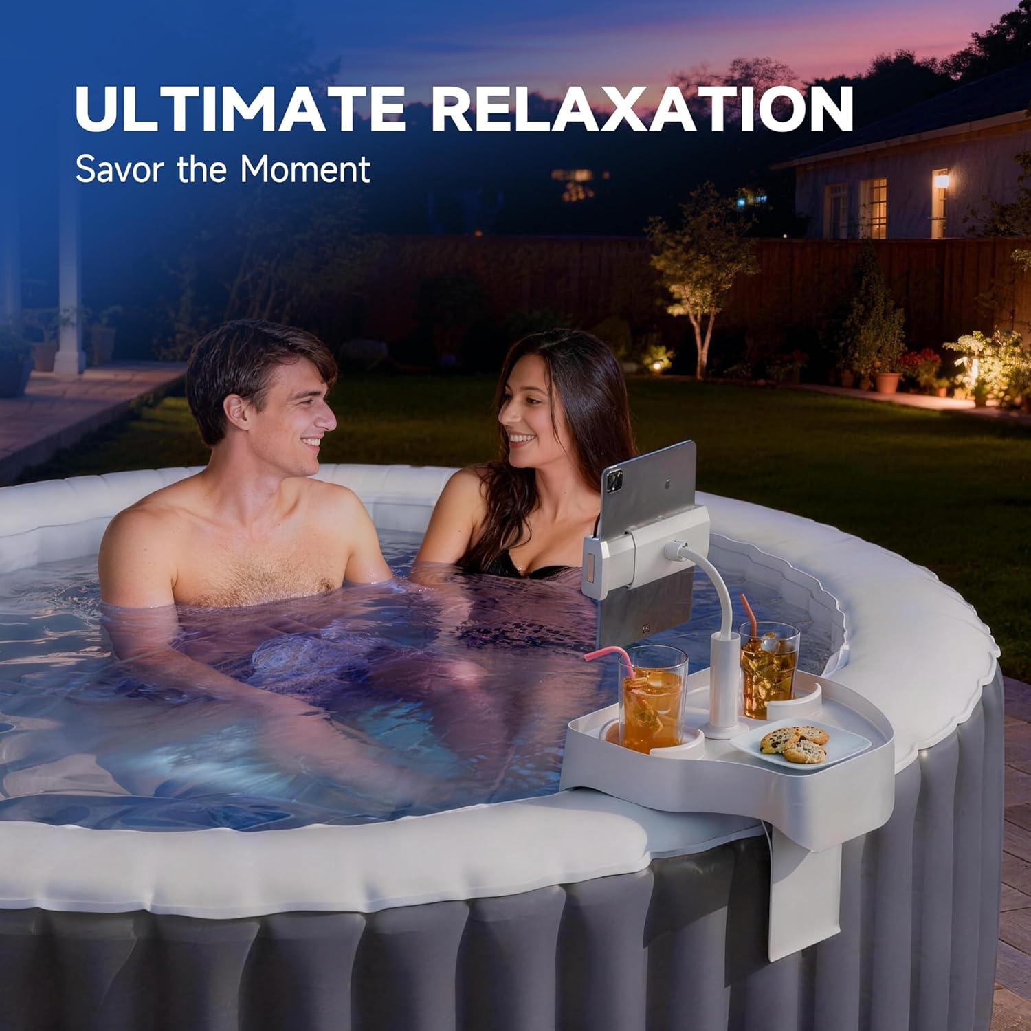 Hot Tub Side Table with Phone Holder and Dual Drink HolderS - photo 2