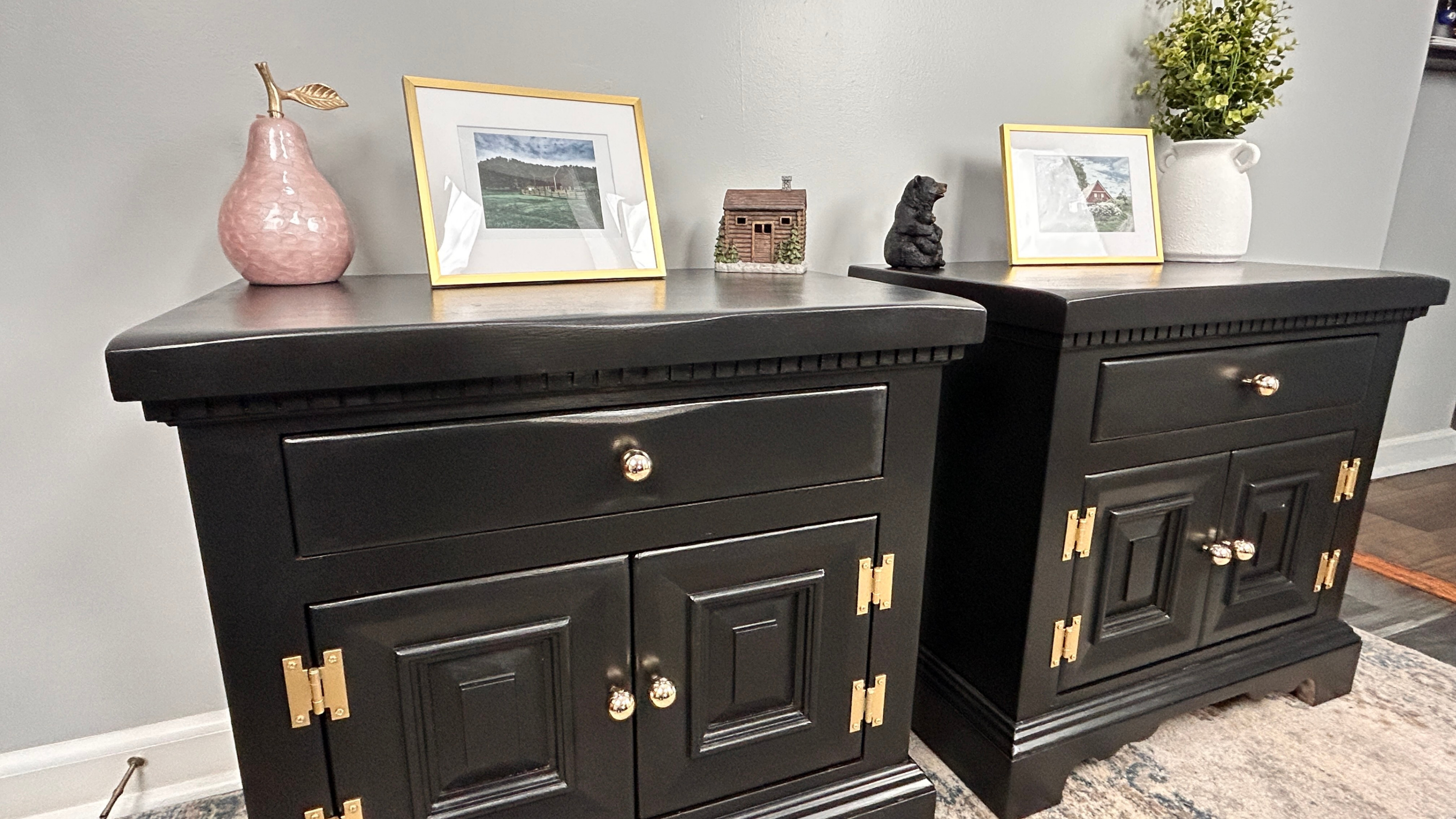 Solid Pine Nightstand Set — Golden Knobs, Delivery Available