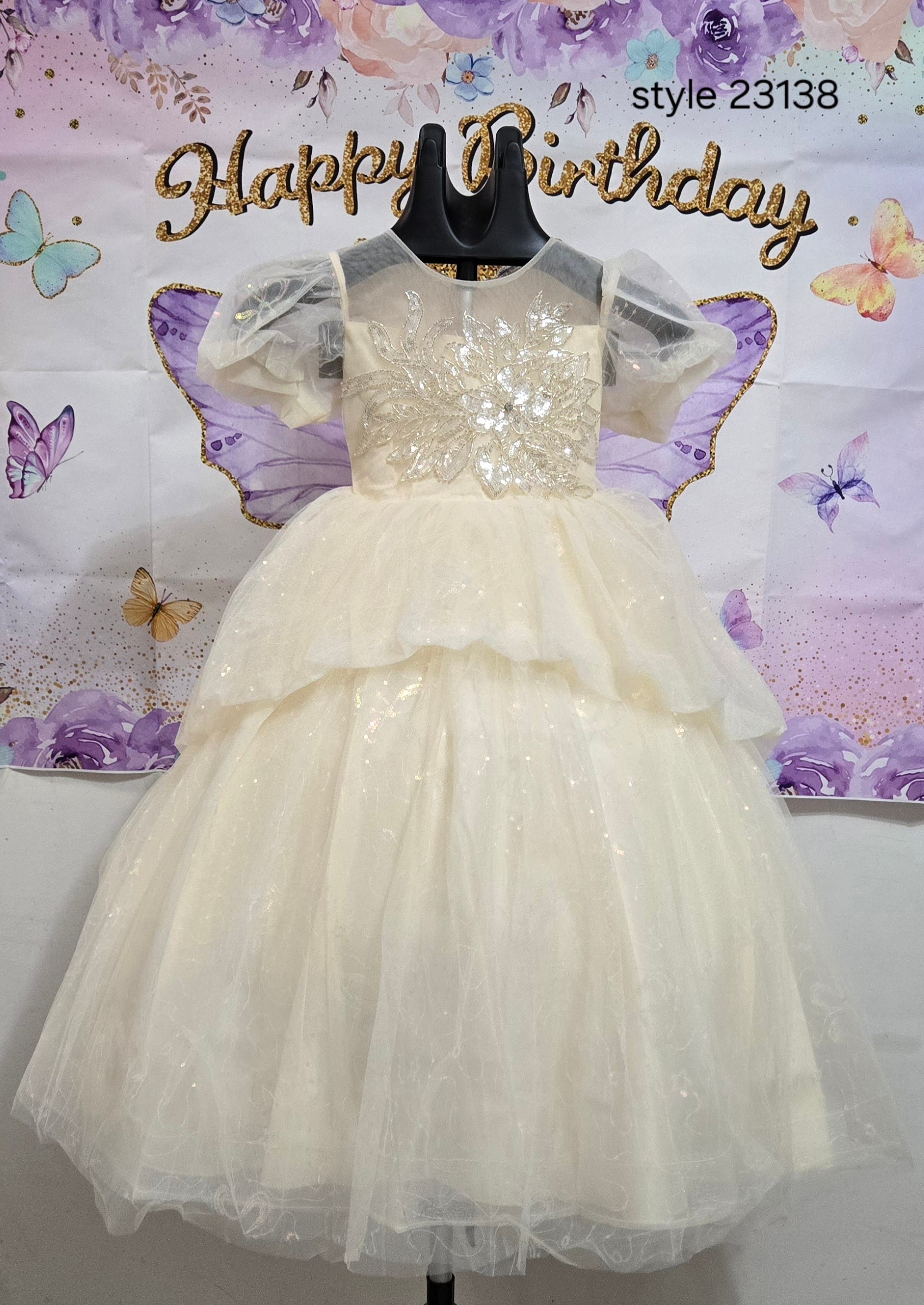 Children's Cream Tulle Dress :23138