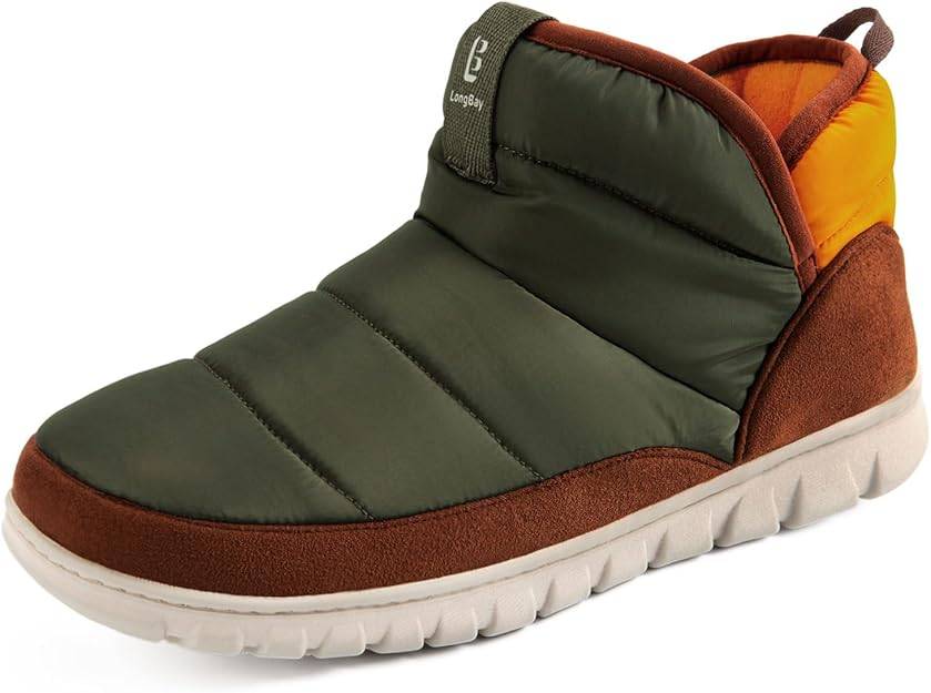 LongBay Mens Bootie Slippers with Memory Foam Camping Boots