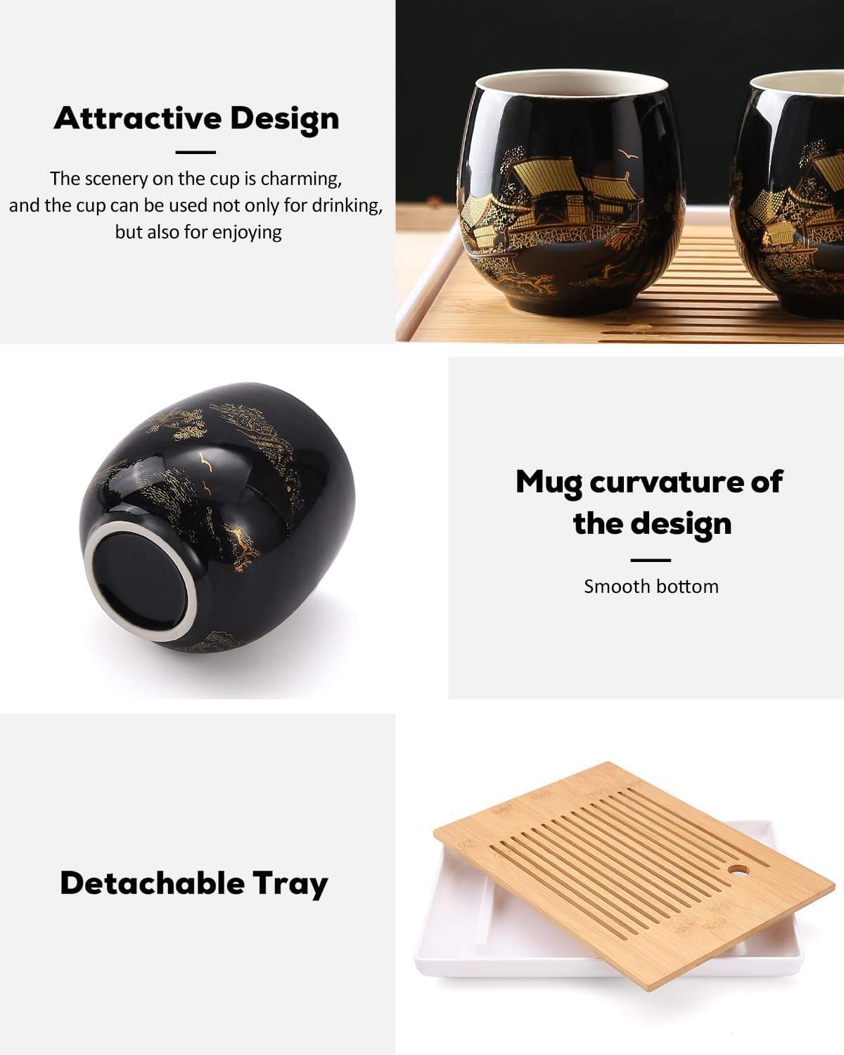 Japanese Tea Set, Black Porcelain Tea Set - photo 5