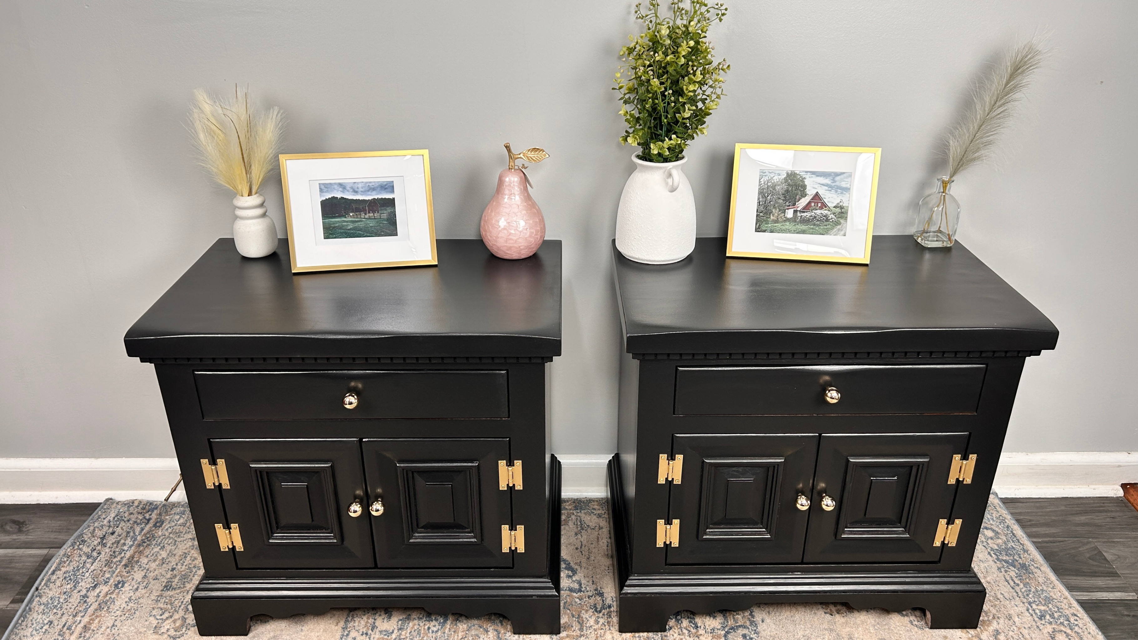 Solid Pine Nightstand Set — Golden Knobs, Delivery Available - photo 2
