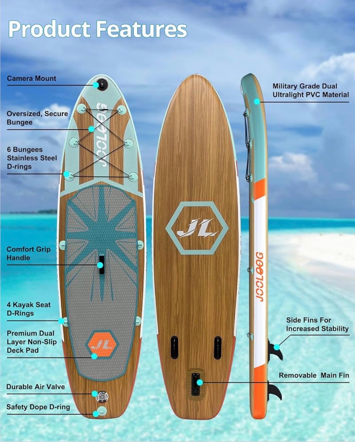 Inflatable Paddle Board w/ Seat 32"x10'6" Carry/Cooler bag pump