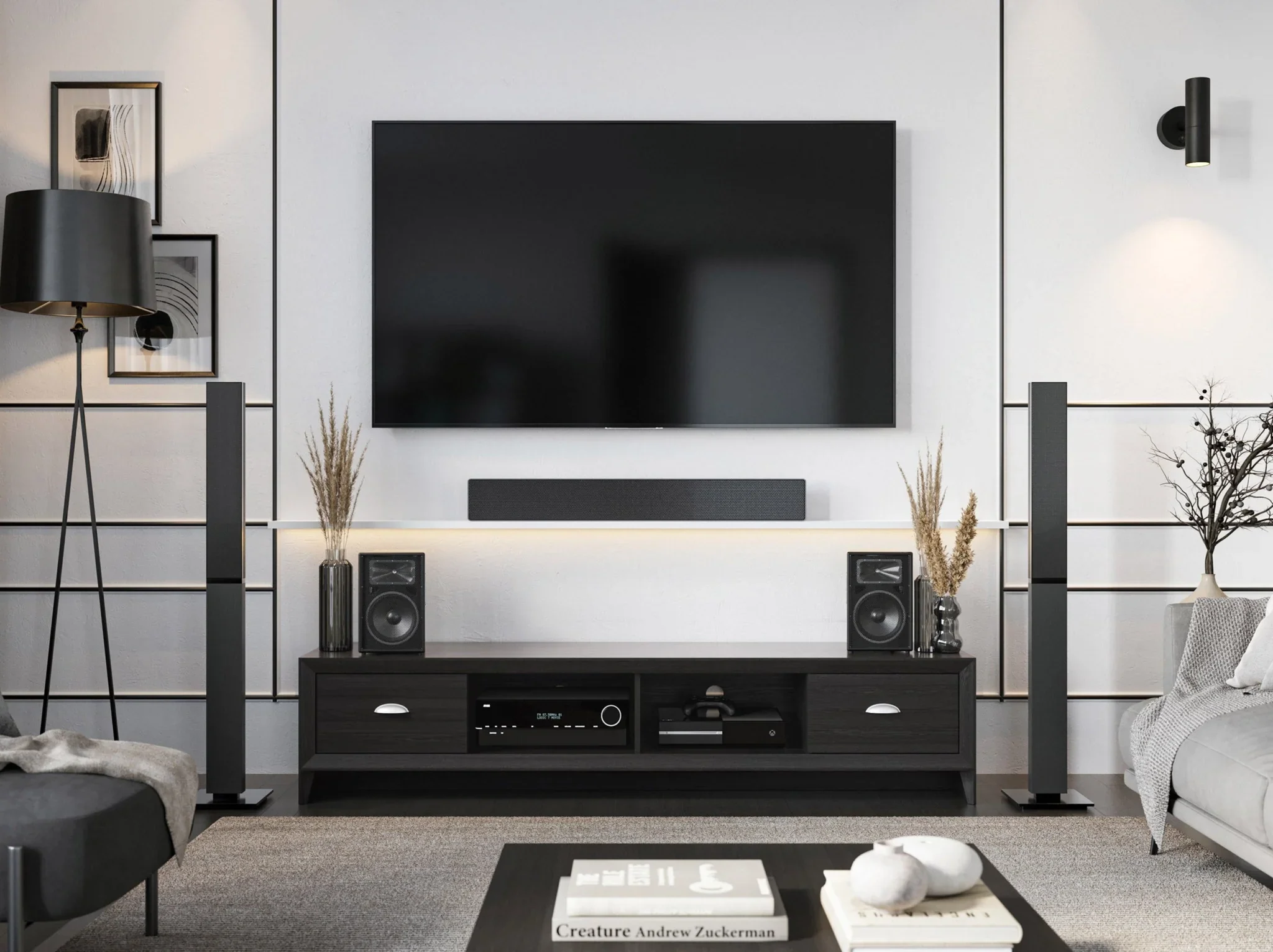 Black Entertainment Unit | Fits TVs Up to 85” | NEW