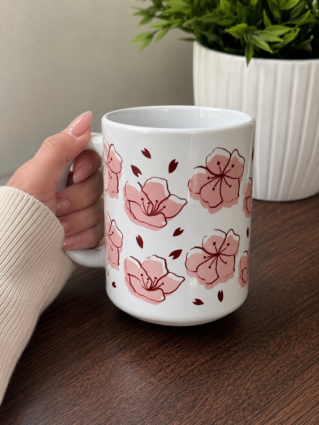 Pink Cherry Blossom Floral Coffee Mug
