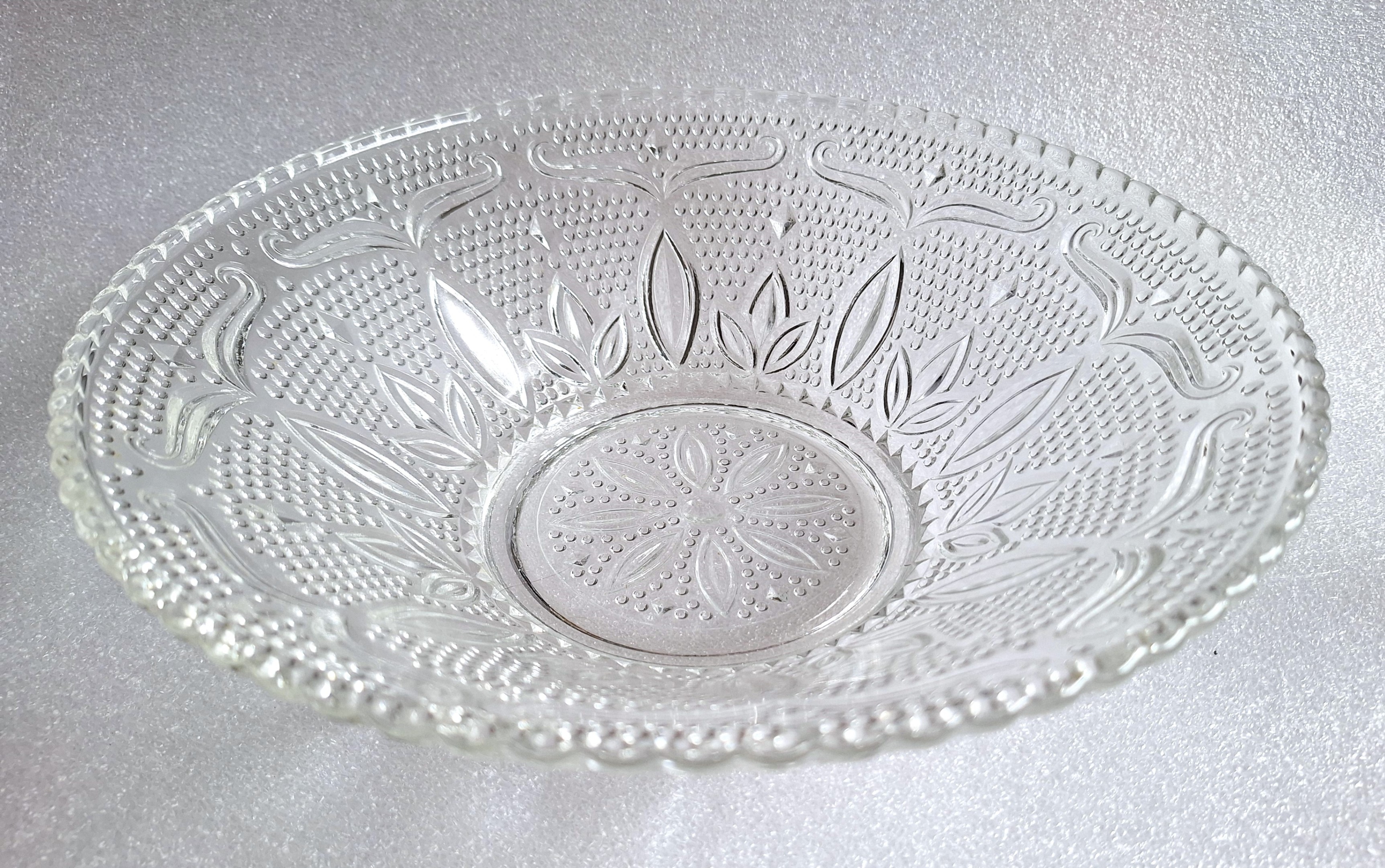 Clear Glass Embossed Fruit Bowl - photo 2