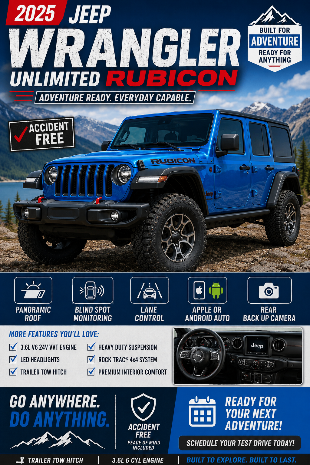 Blue Jeep Wrangler Rubicon 4-Door
