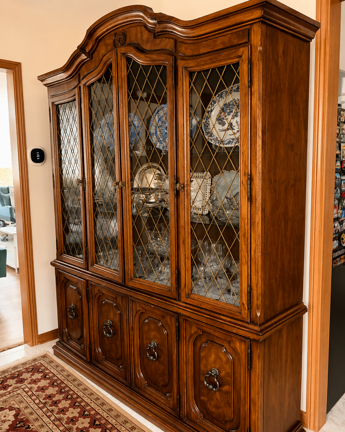 Antique-Style Wood China Cabinet with Glass Display Doors - photo 4