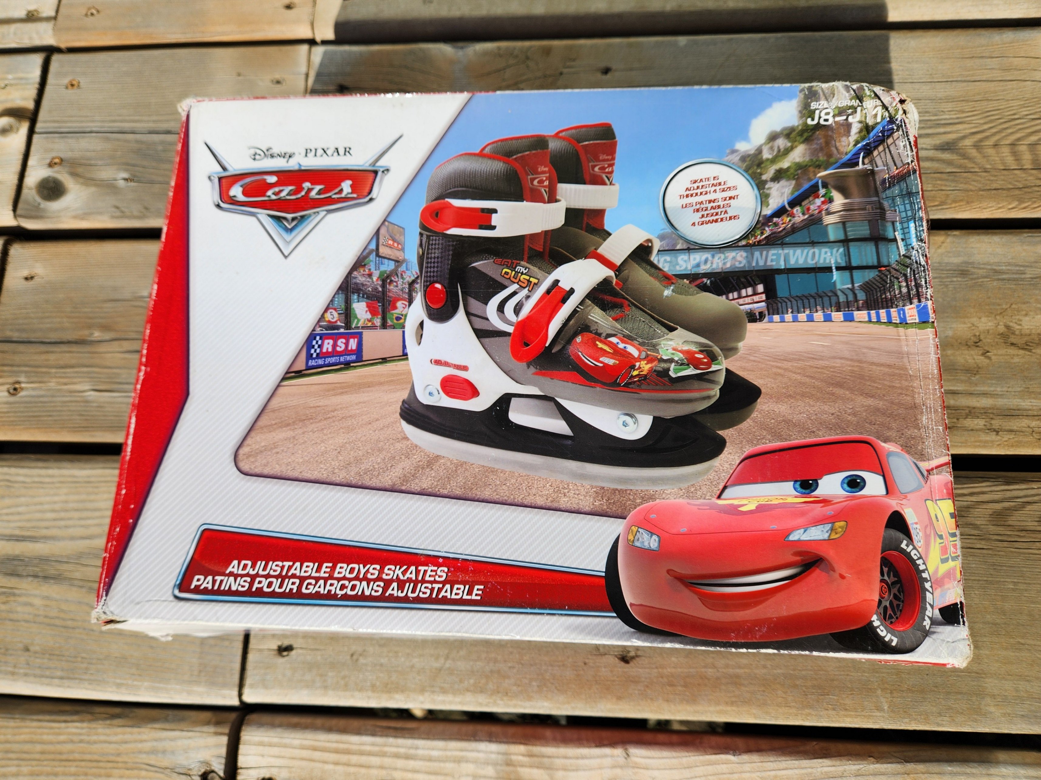 Disney Pixar Cars Adjustable Boys Skates Sz J8-11.