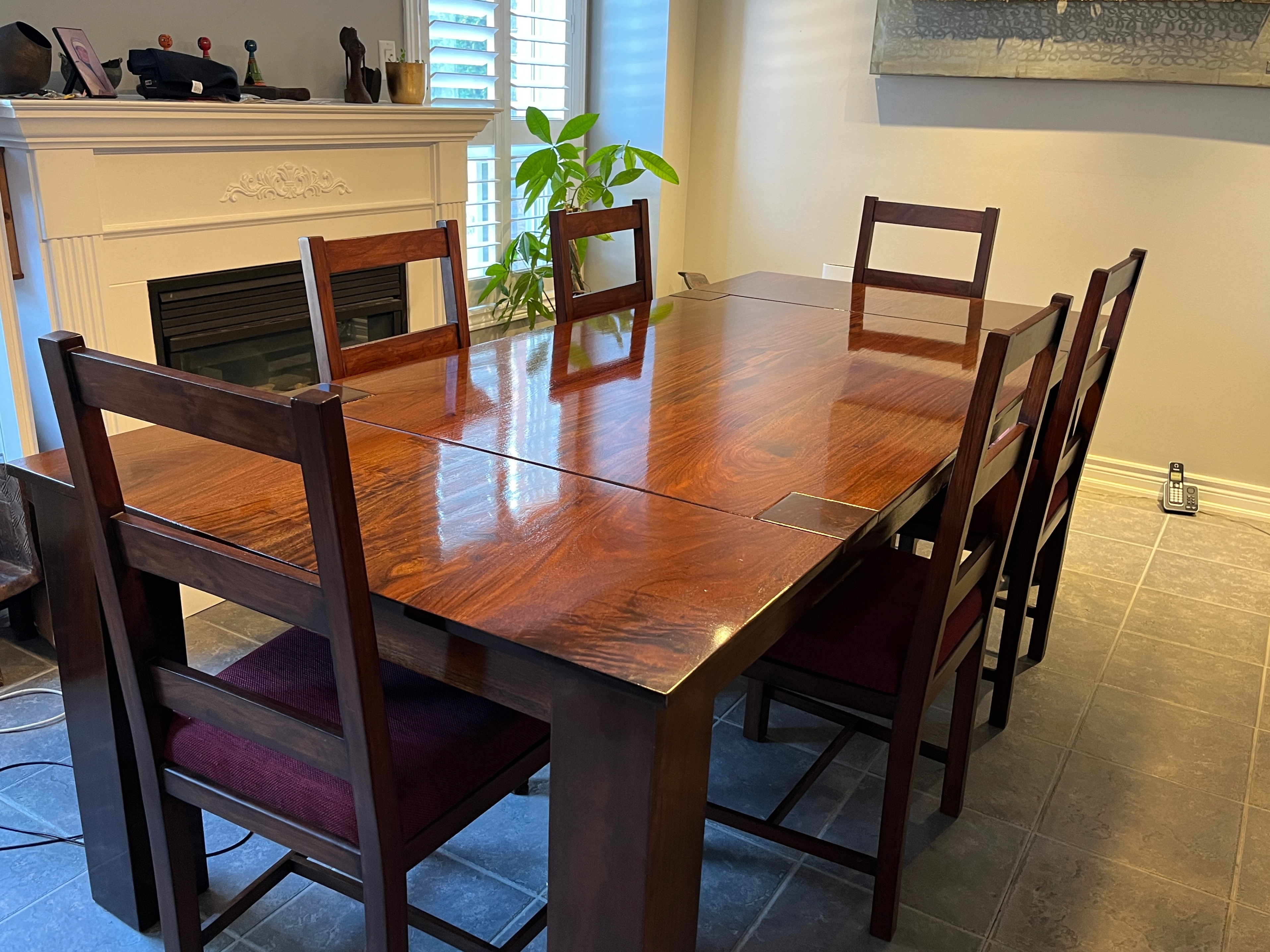 Solid Handmade 8-person Rosewood Dining Table & 6 chairs - photo 3