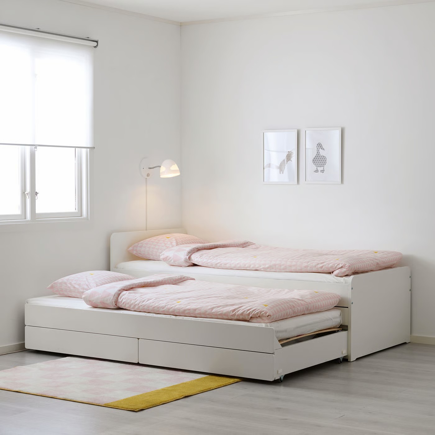 Twin Bed Frame with Pull-Out Bed & 2 Mattresses - photo 2