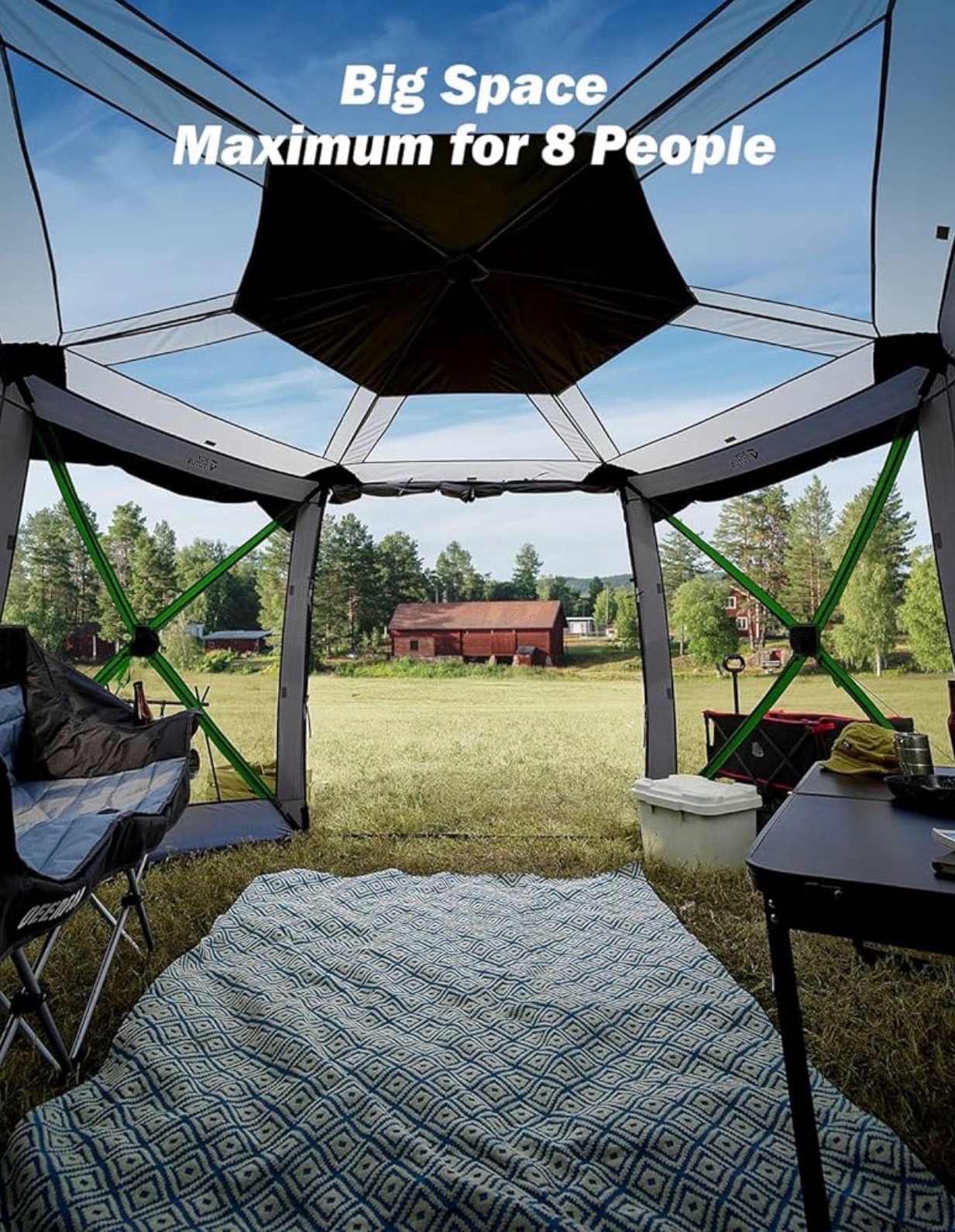 2-Rooms Gazebo Dual-Use Pop up SUV Tents 11x11ft for Camping - photo 4