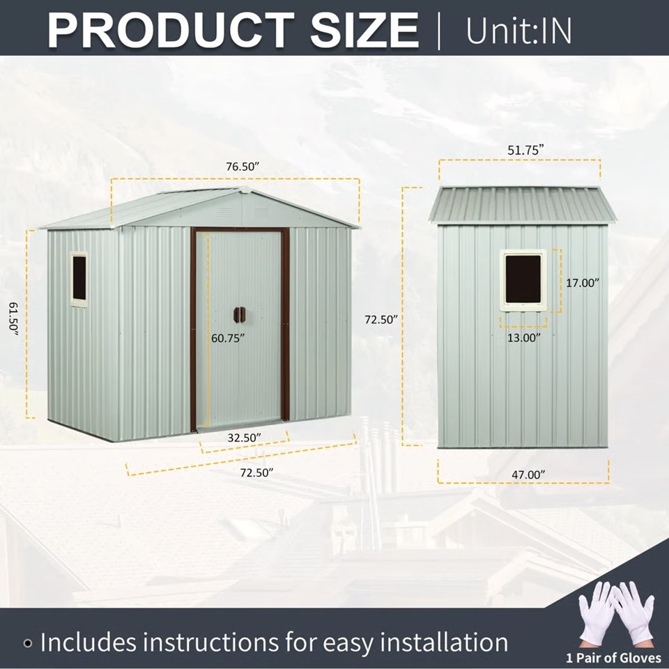HOAWWC 6'X5' METAL OUTDOOR STORAGE SHED - photo 2