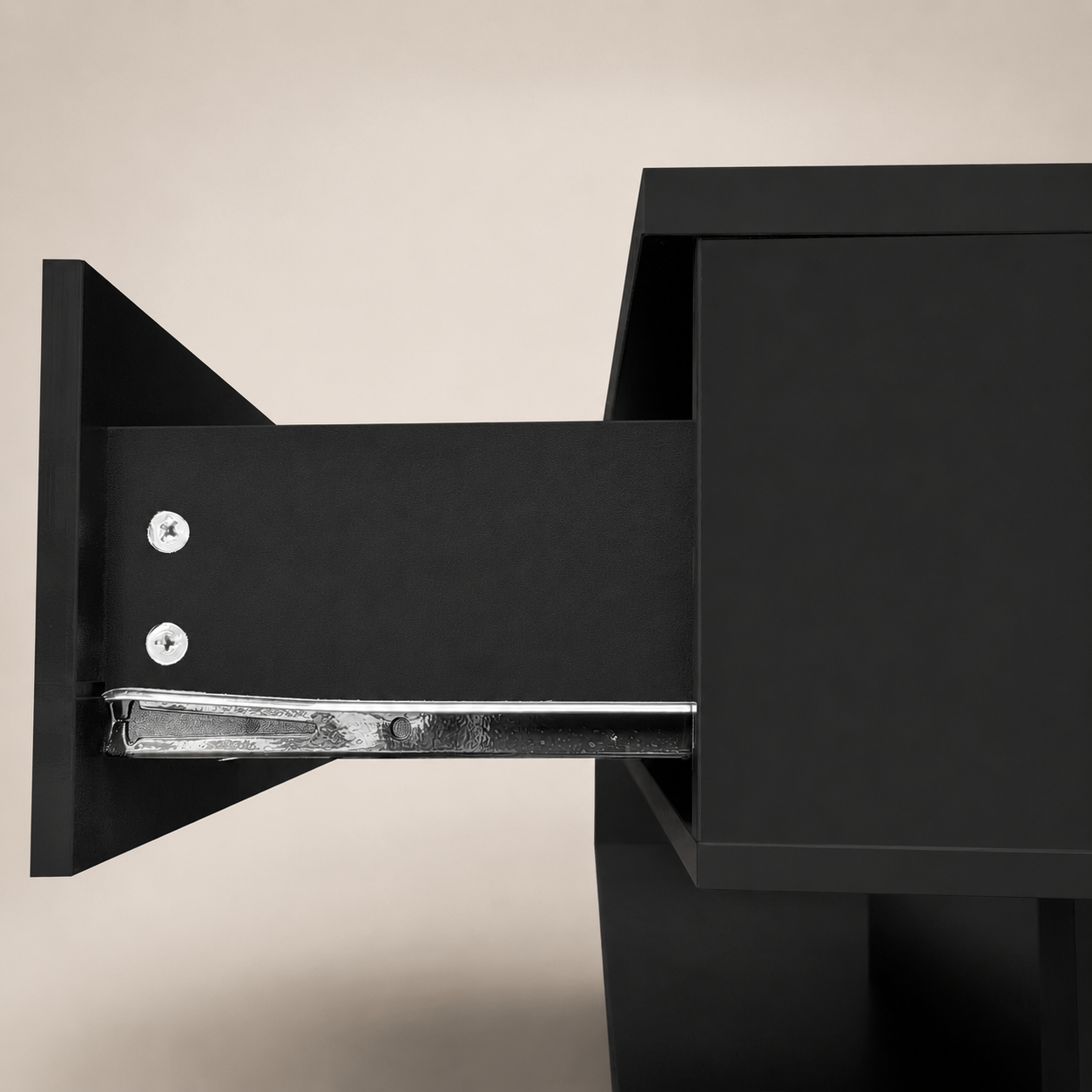 Modern Black Coffee Table w/ Hidden Storage Drawer & Glass Shelf - photo 2