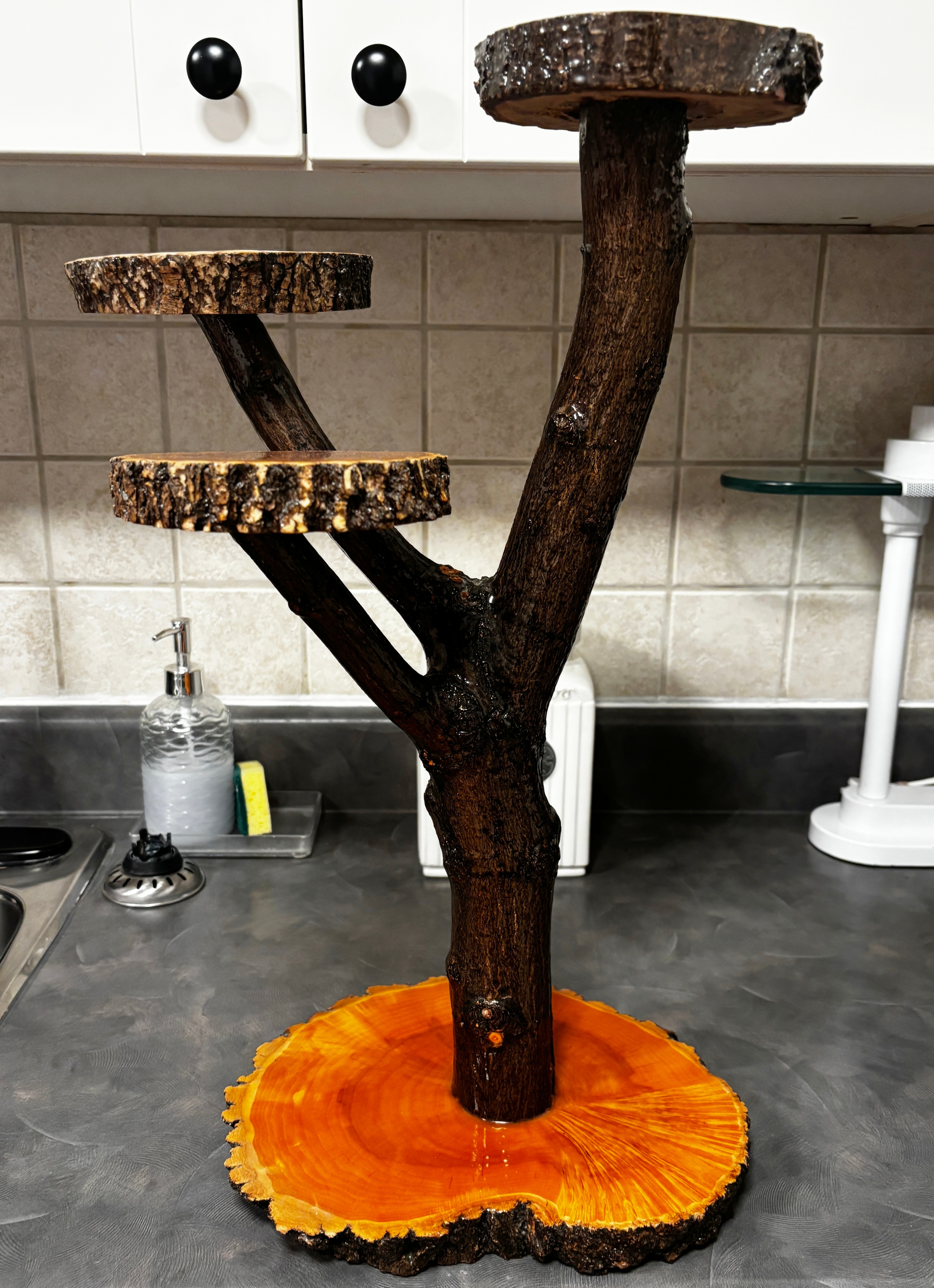 Three-tier wood plant stand