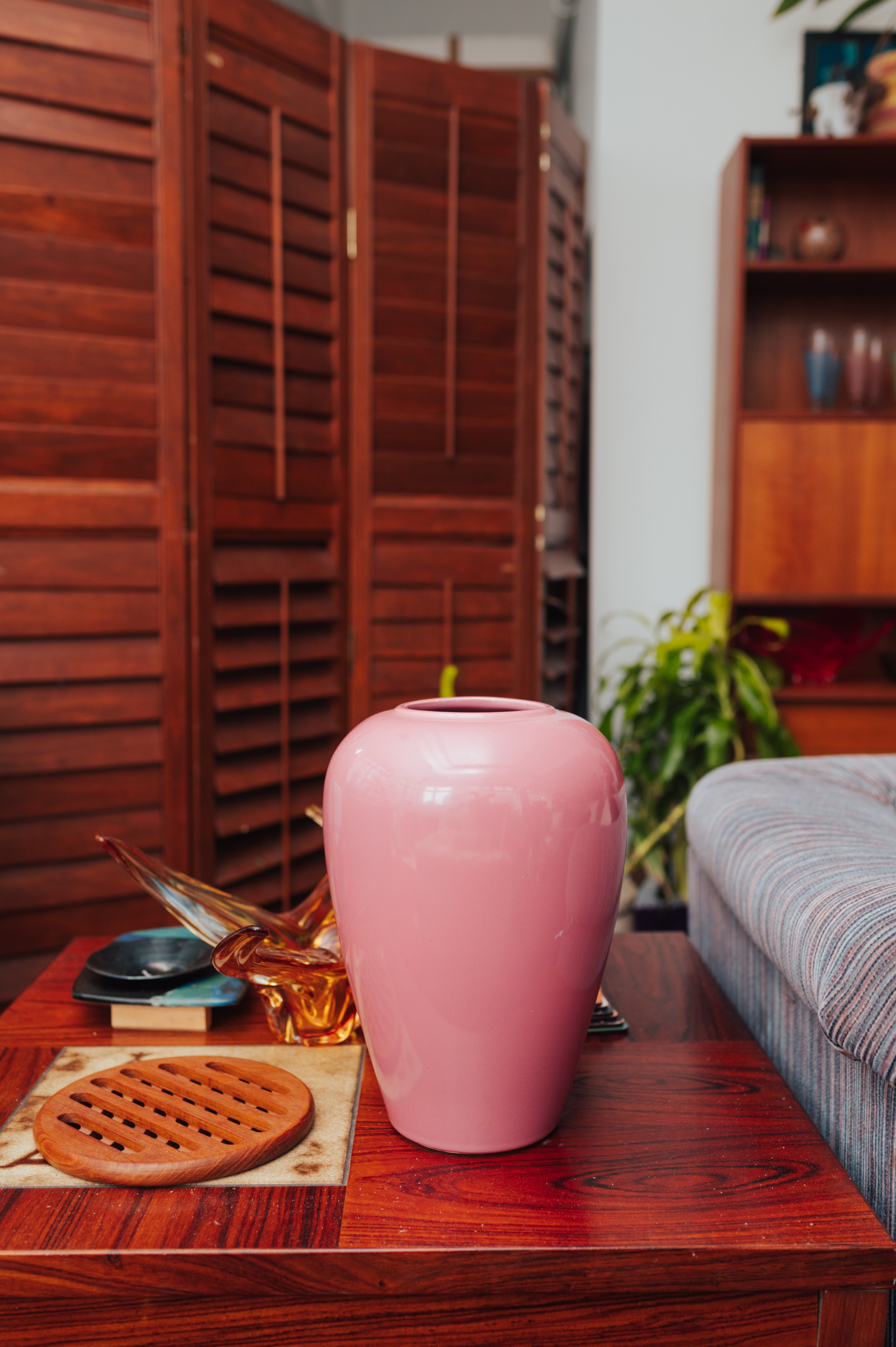 Oversized 80s Blush Pink Ceramic Vase