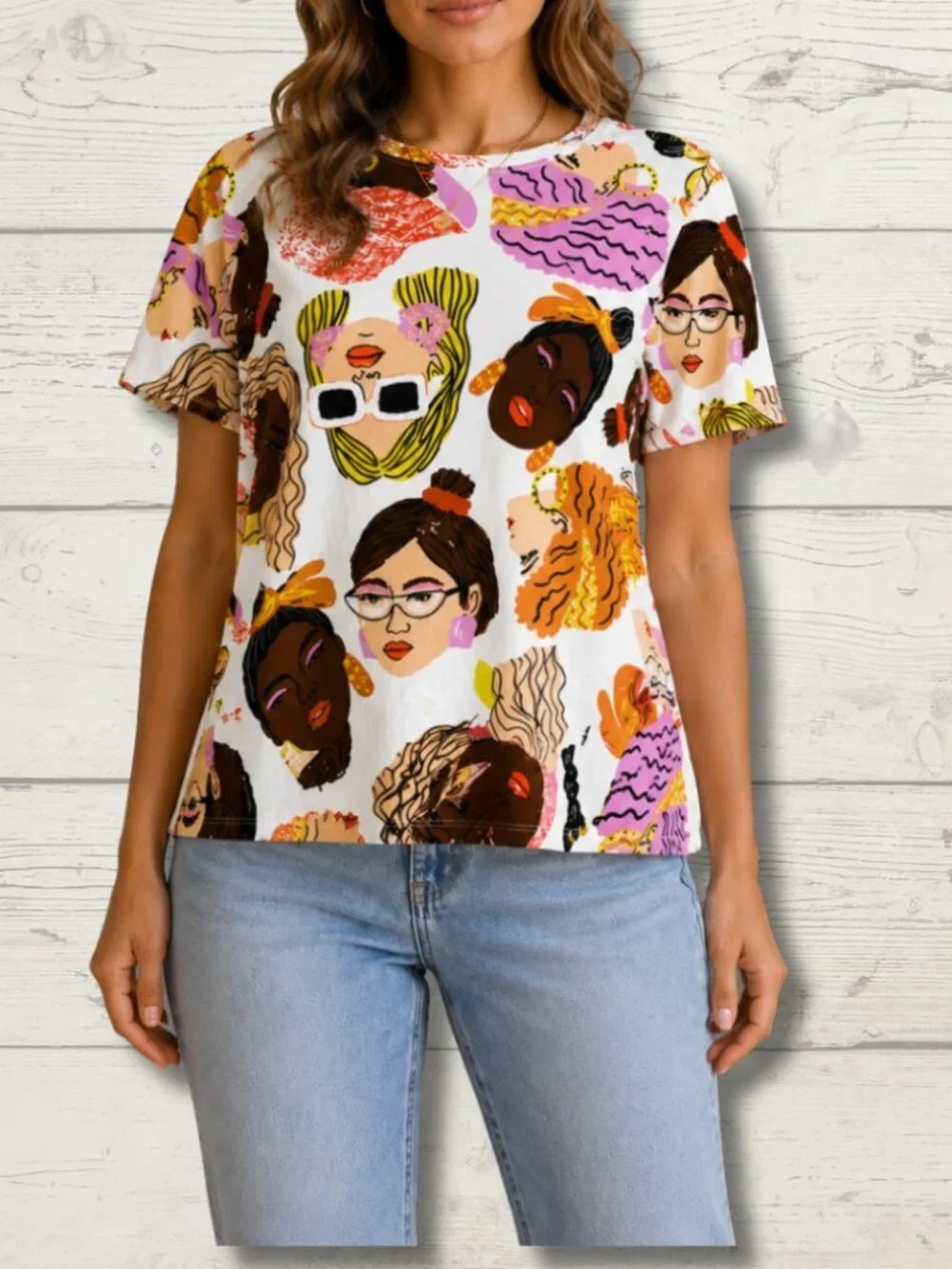 Zara Graphic Faces T-Shirt – Size Small