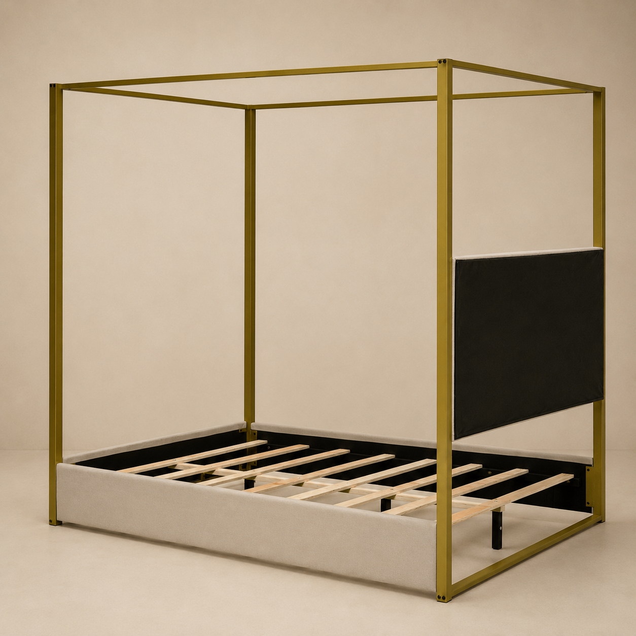 Queen Size Four Poster Bed Frame – Modern Canopy Platform Bed - photo 3