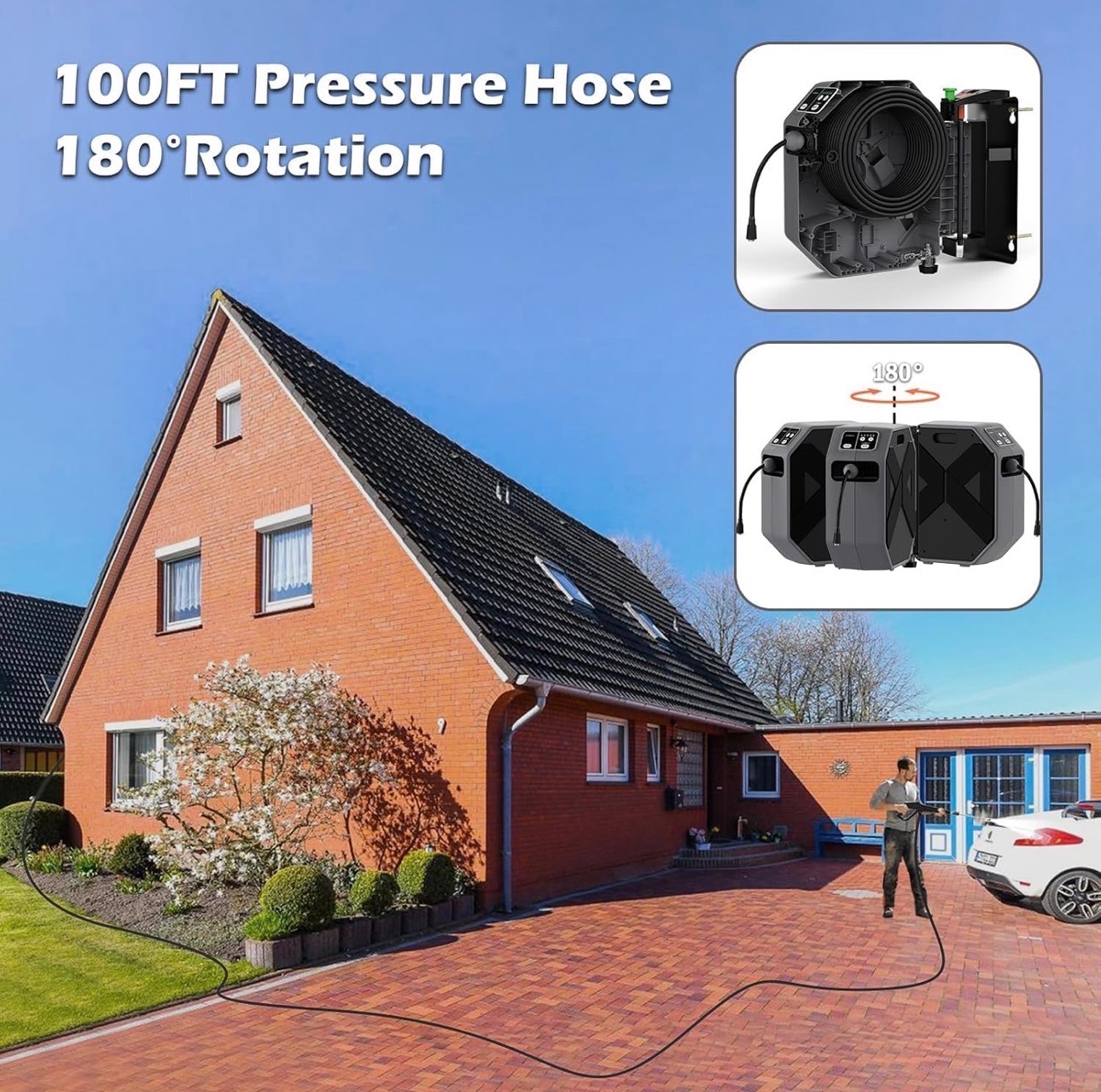 Pressure Washer 5000max-PSI Wall Mounted Power Washer 100ft Retr - photo 5