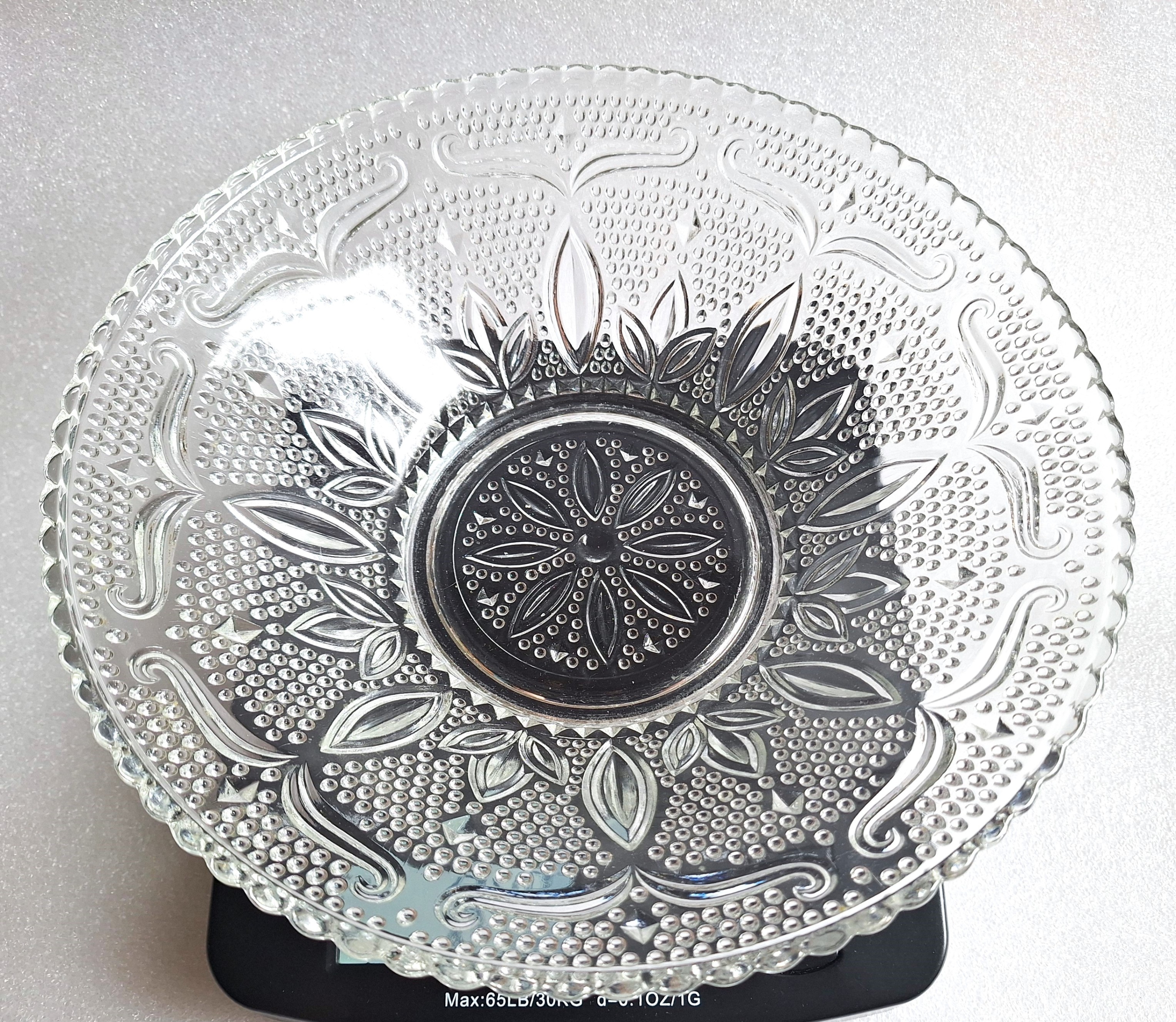 Clear Glass Embossed Fruit Bowl
