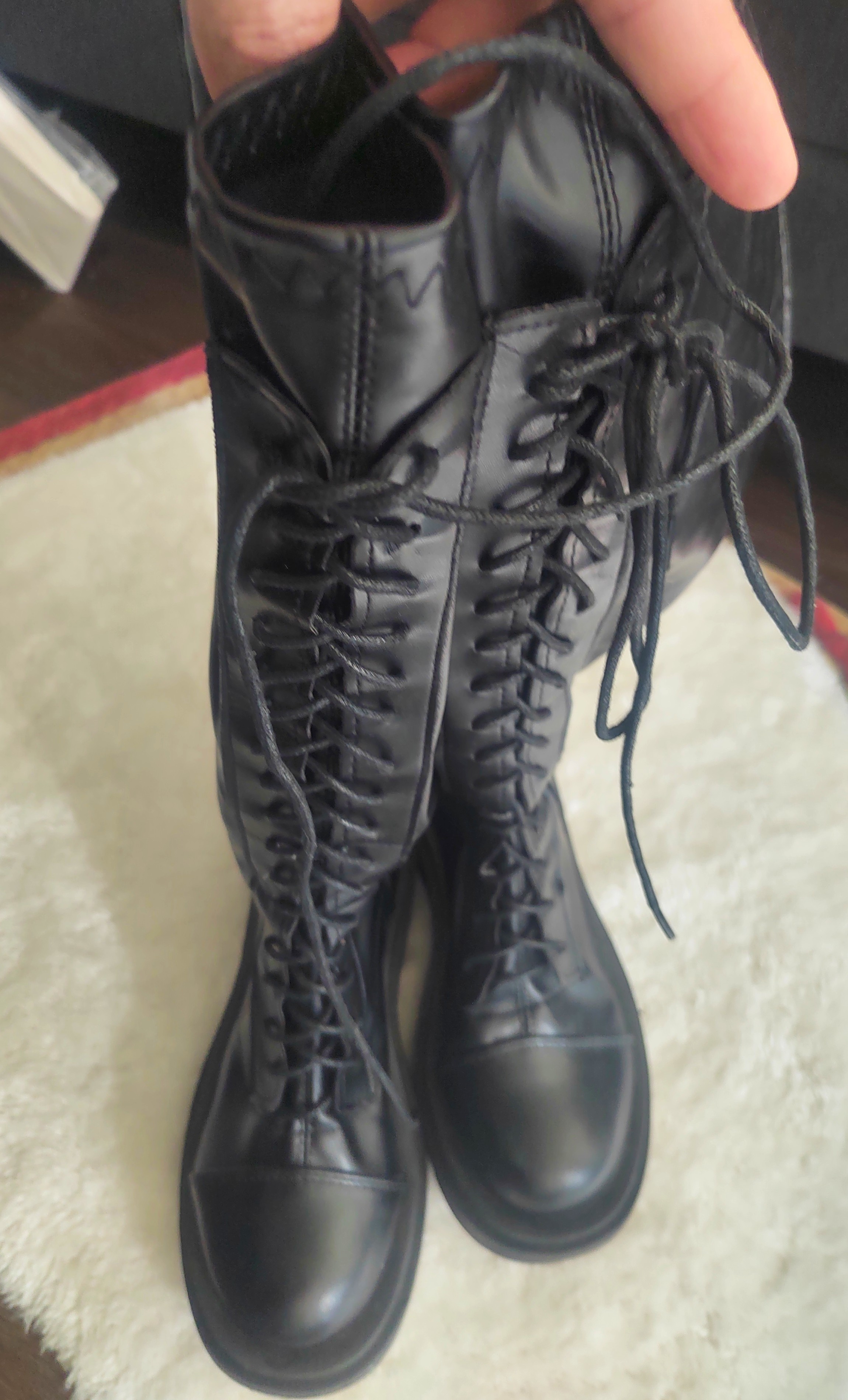 Black Knee-High Combat Boots - photo 2