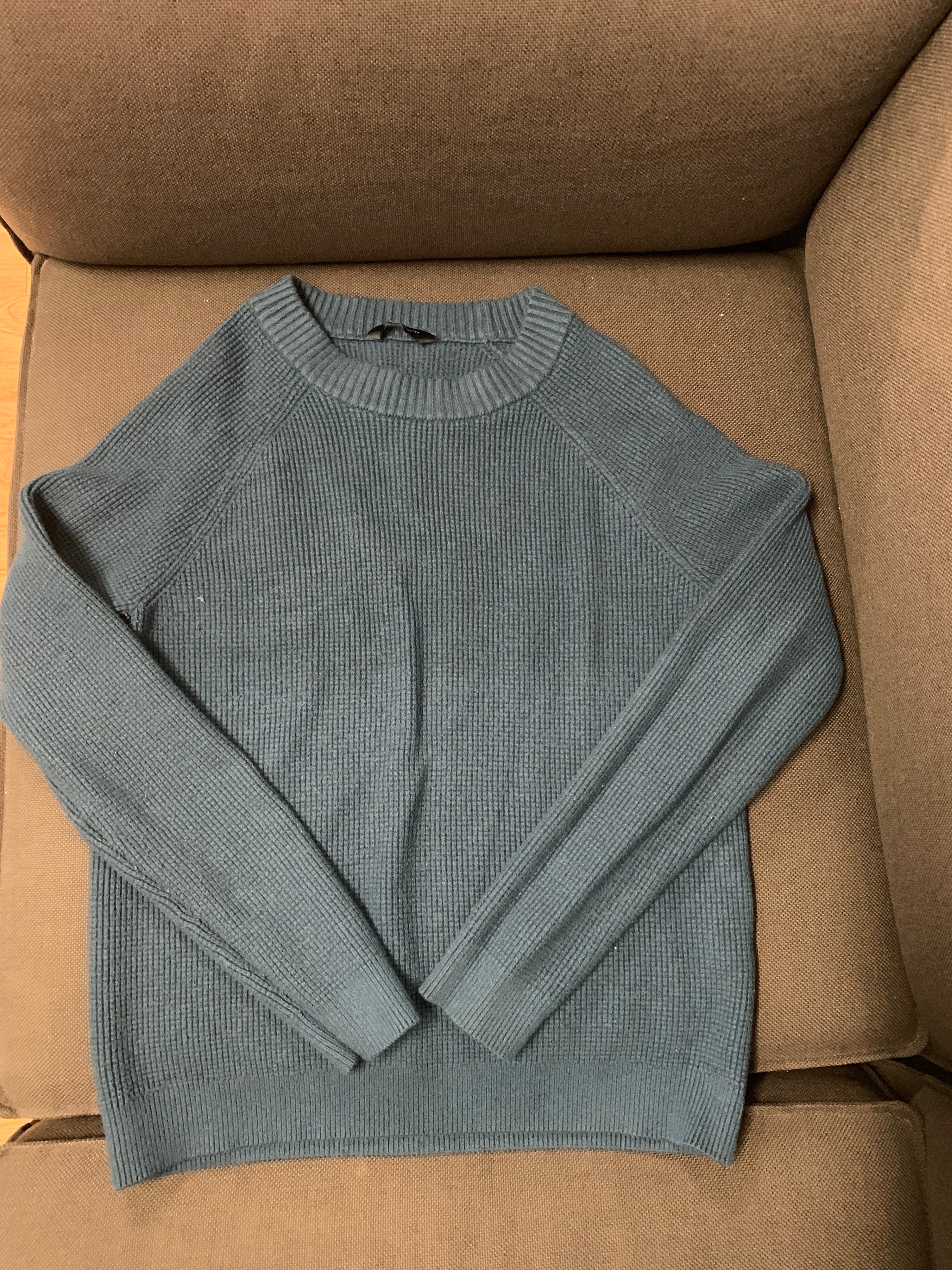 Blue-Grey Chunky Ribbed Knit Sweater