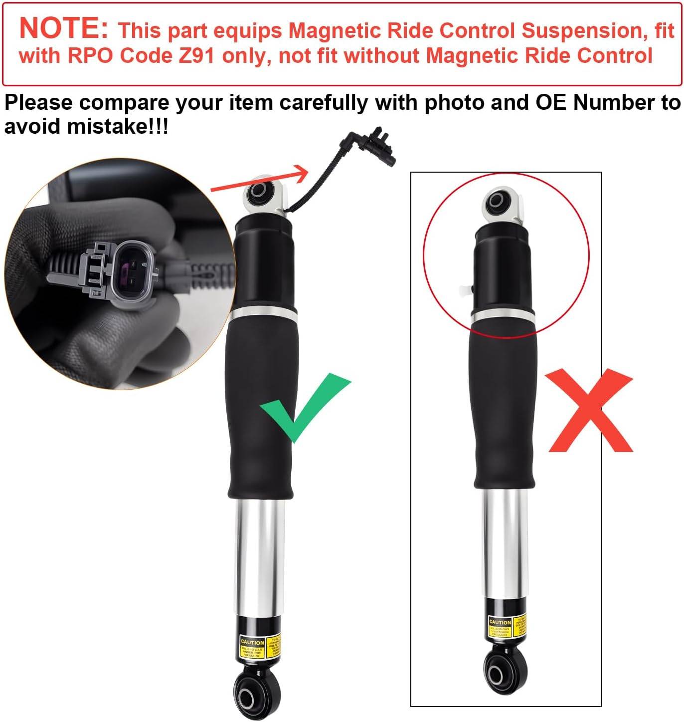 2 Rear Air Shock Absorber 15-20 Cadillac Escalade Chevy Suburban - photo 2