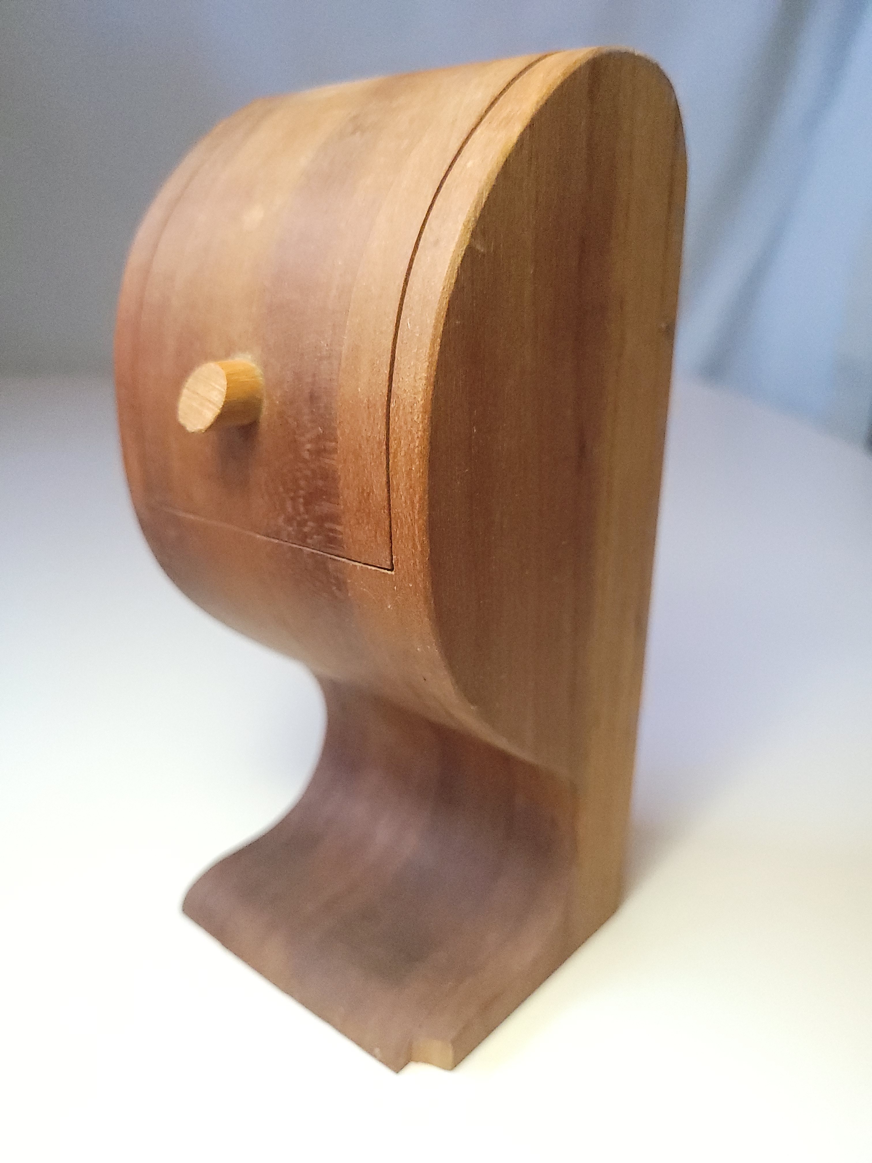 1952 Mid CentuWooden Trinket Box, Sculptural Cherry/Walnut