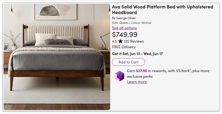 BRAND NEW Solid Walnut Queen Bedframe - photo 2