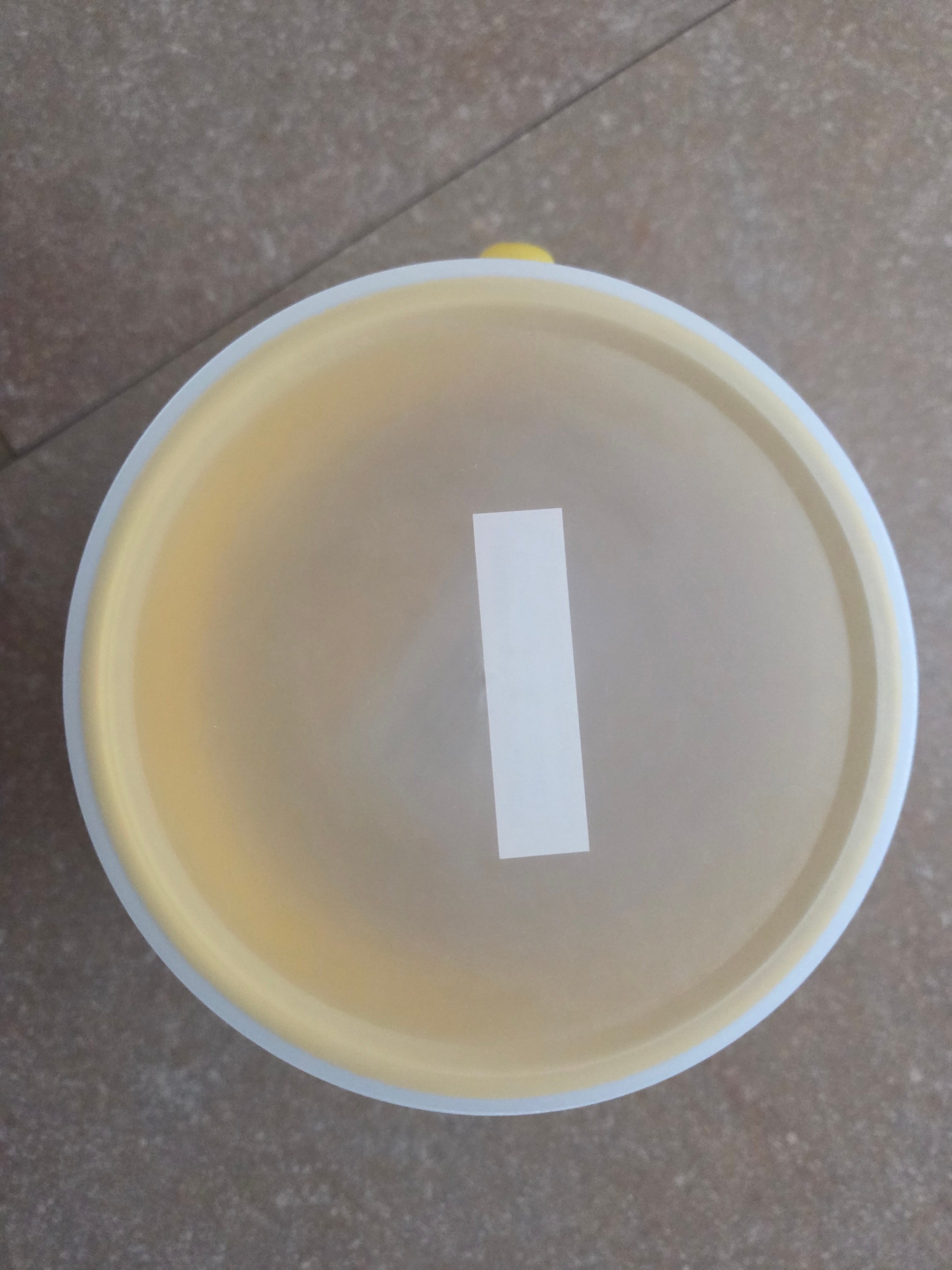 Leon’s brand mug/container w/ yellow handle & white plastic lid. - photo 2