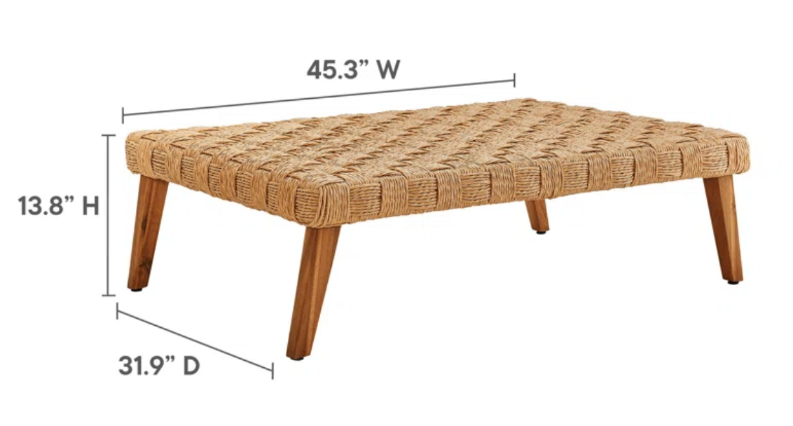 New Indoor/Outdoor Coffee Table (Wood and Wicker) - photo 2