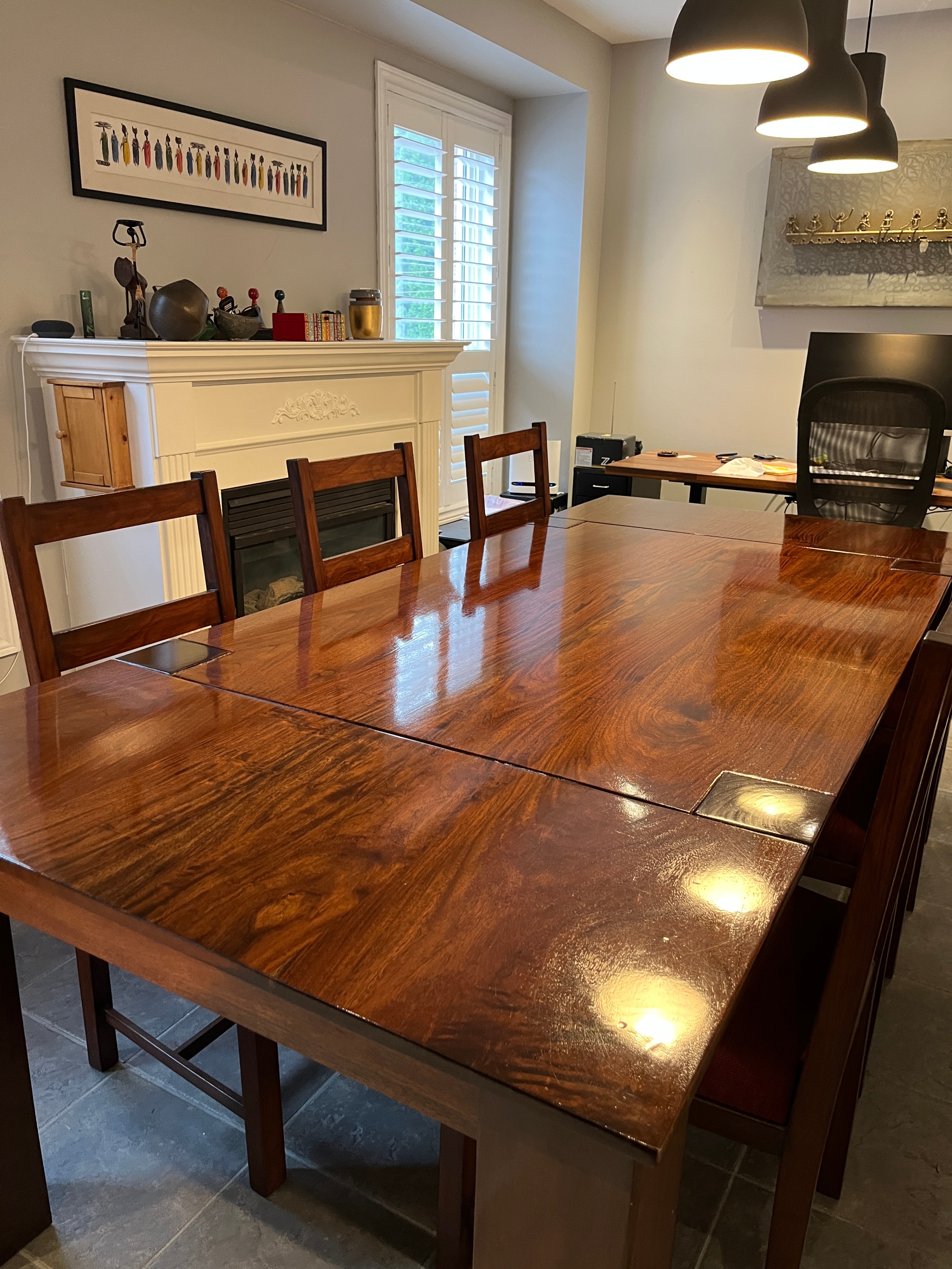 Solid Handmade 8-person Rosewood Dining Table & 6 chairs - photo 2