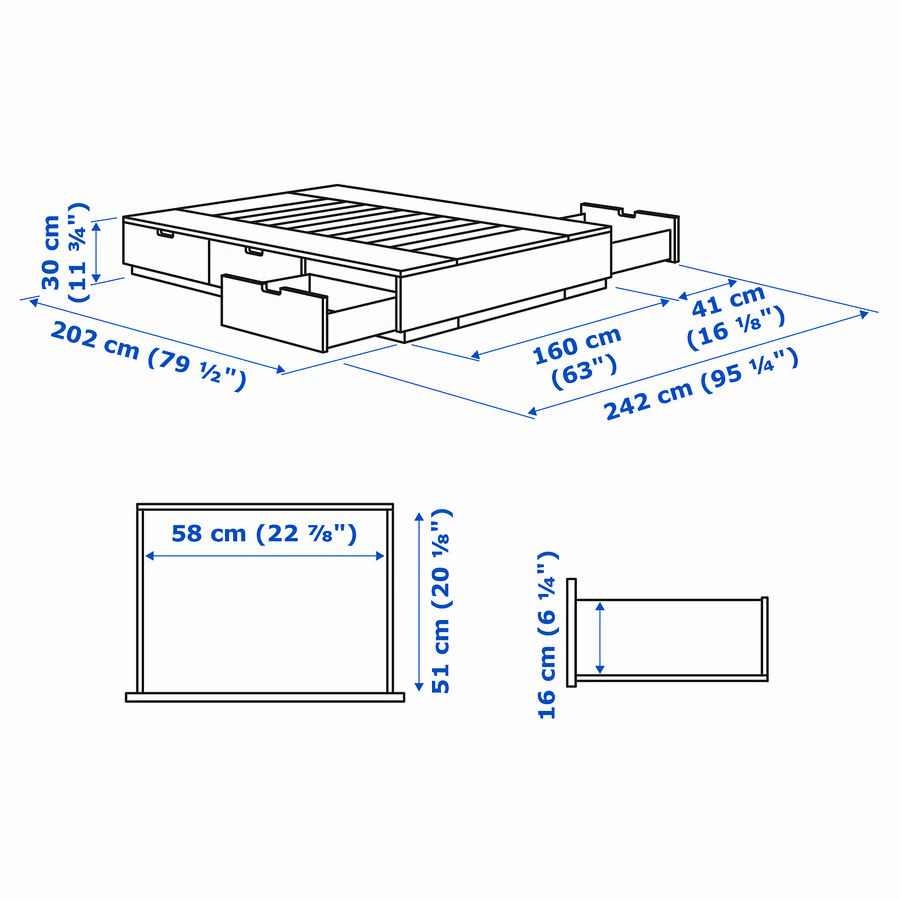 IKEA NORDLI Queen Storage Bed + Wayfair Mattress - photo 2